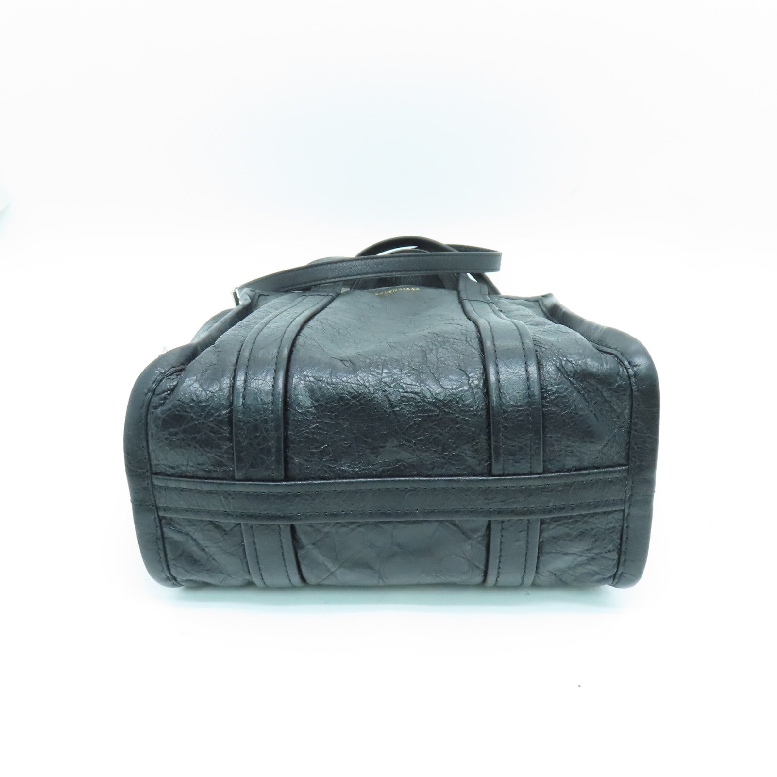 BALENCIAGA 皮革Shopper Bazar銀扣手挽肩背兩用袋黑色