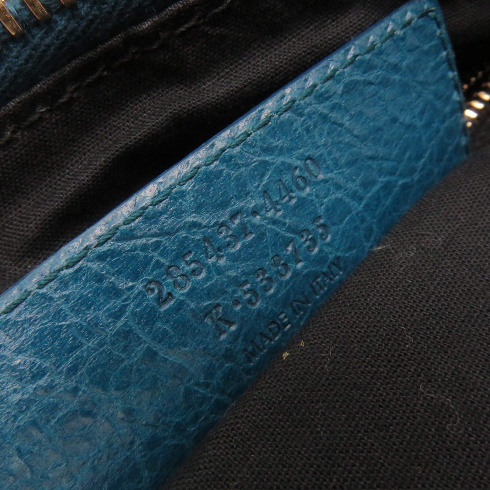 BALENCIAGA Leather Shoulder Bag Green Blue