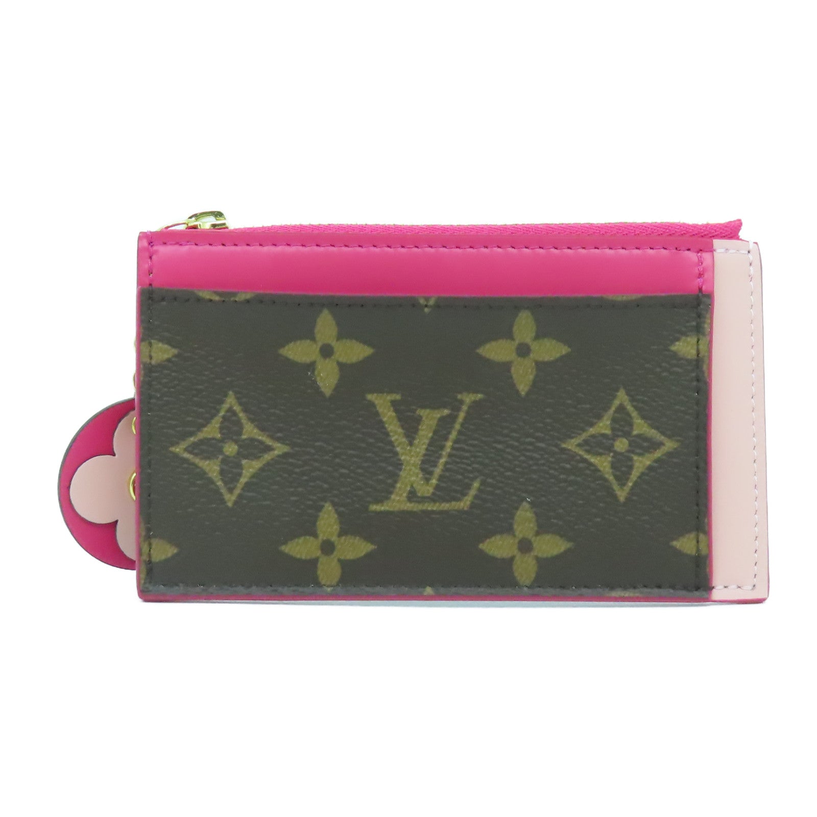 LOUIS VUITTON Monogram Coin Purse金扣零錢包啡色/紅色
