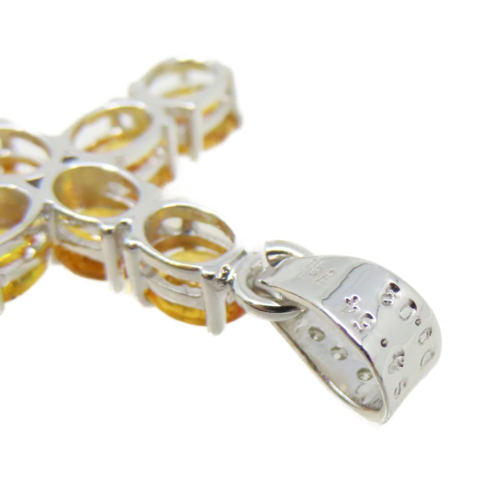 JEWELRY 18K白金Yellow Sapphire Pendant Top 0.54ct黃色藍寶石/0.03ct鑽石吊墜
