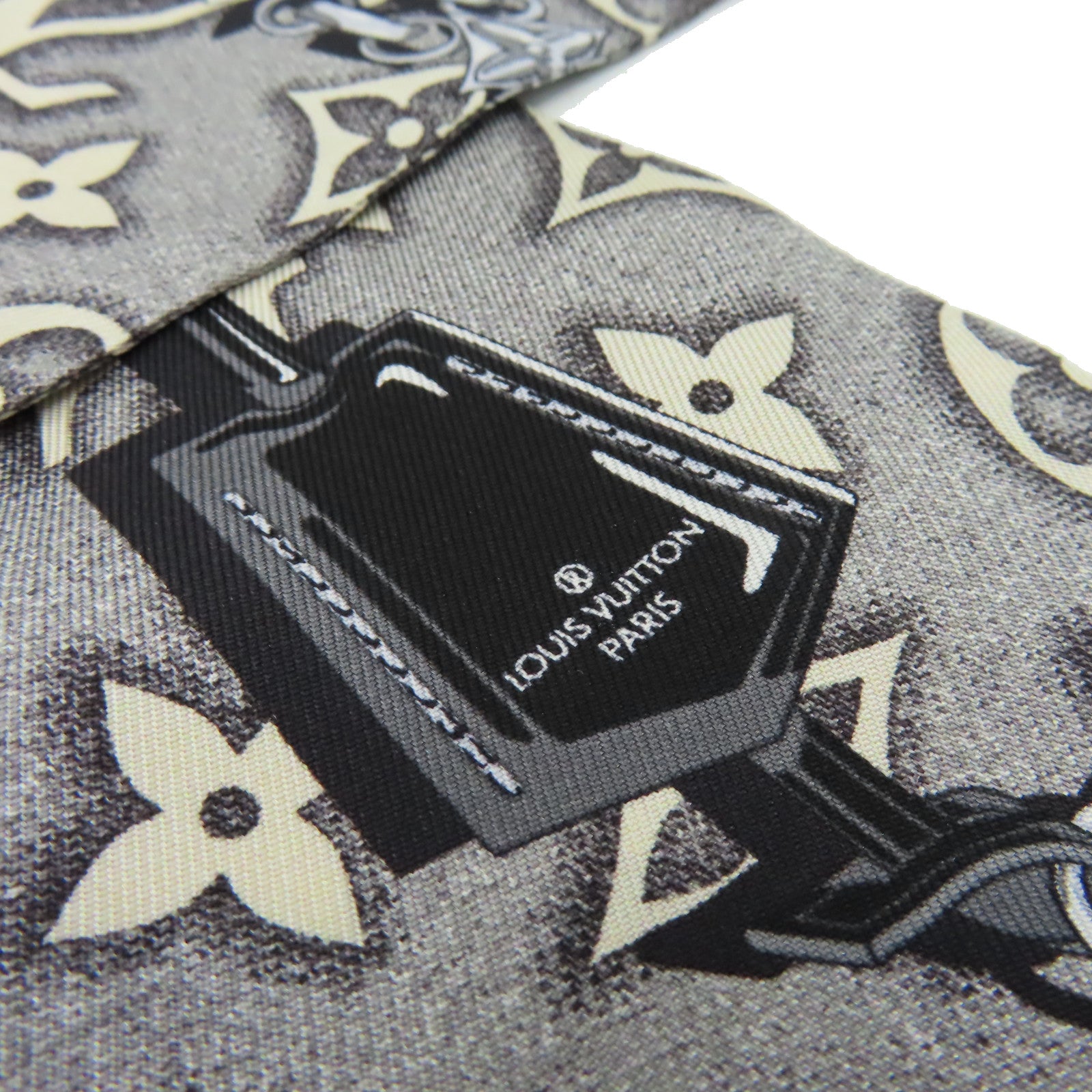 LOUIS VUITTON 絲質Monogram Jacquard Denim Bandeau絲巾灰色/黑色/彩色