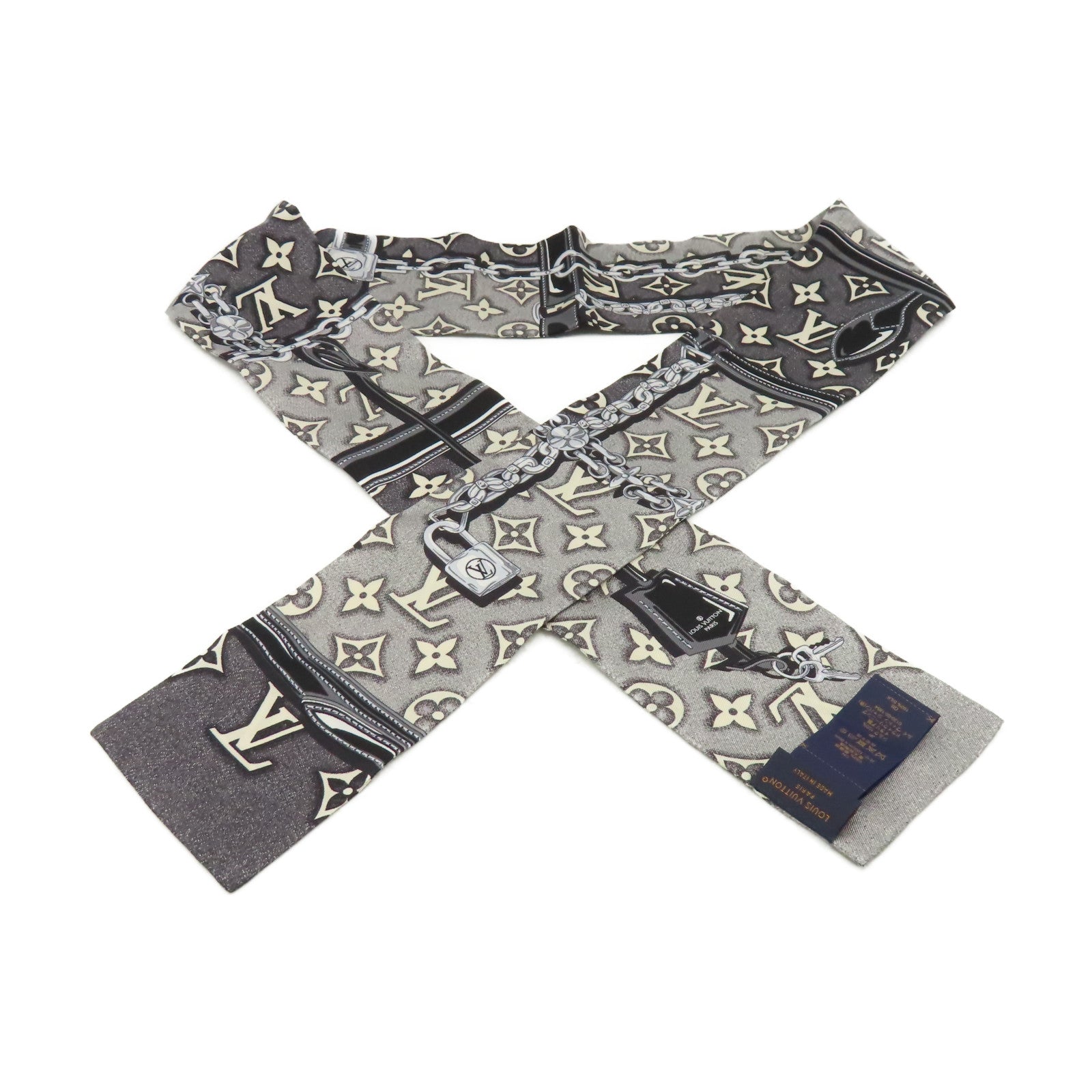 LOUIS VUITTON 絲質Monogram Jacquard Denim Bandeau絲巾灰色/黑色/彩色