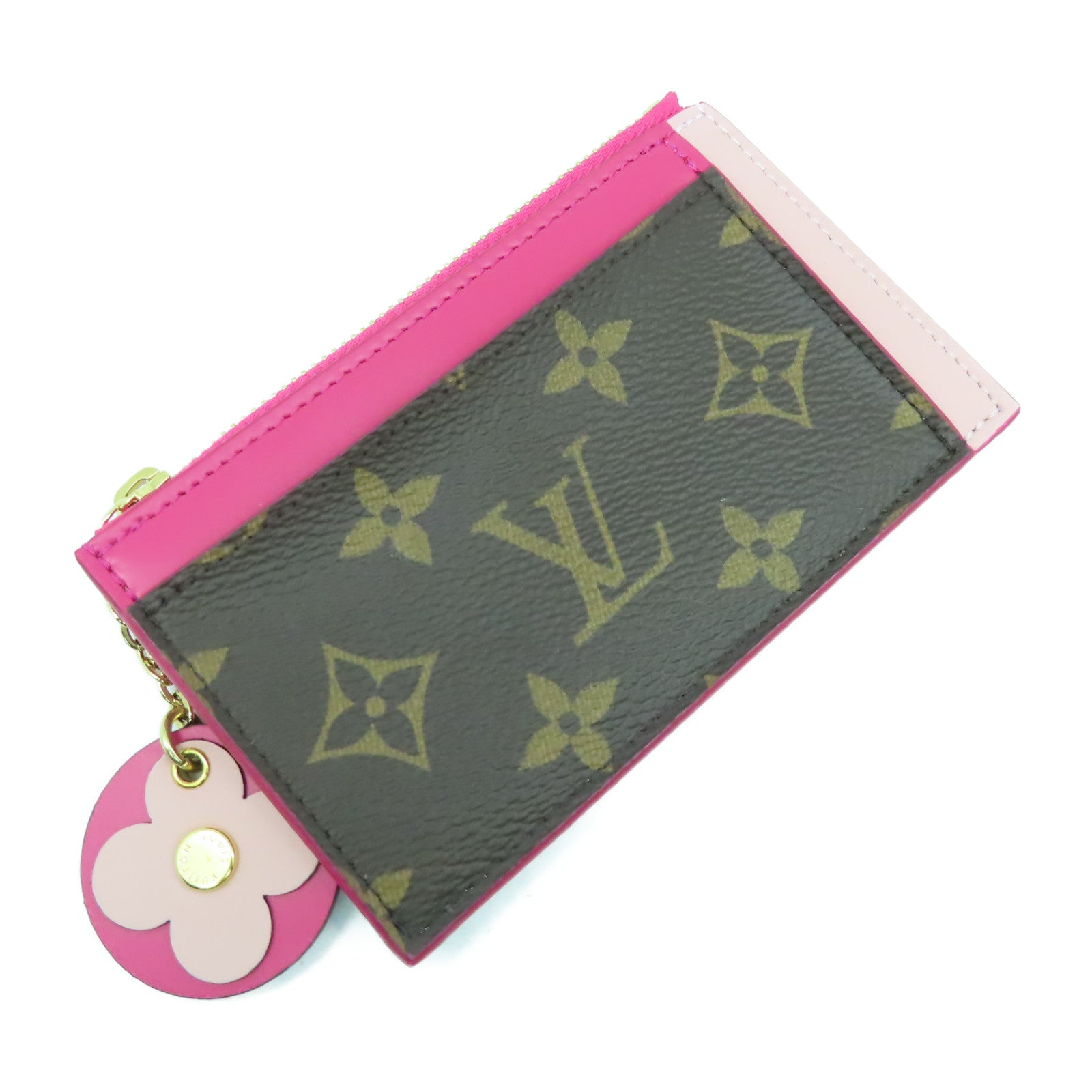 LOUIS VUITTON Monogram Coin Purse金扣零錢包啡色/紅色