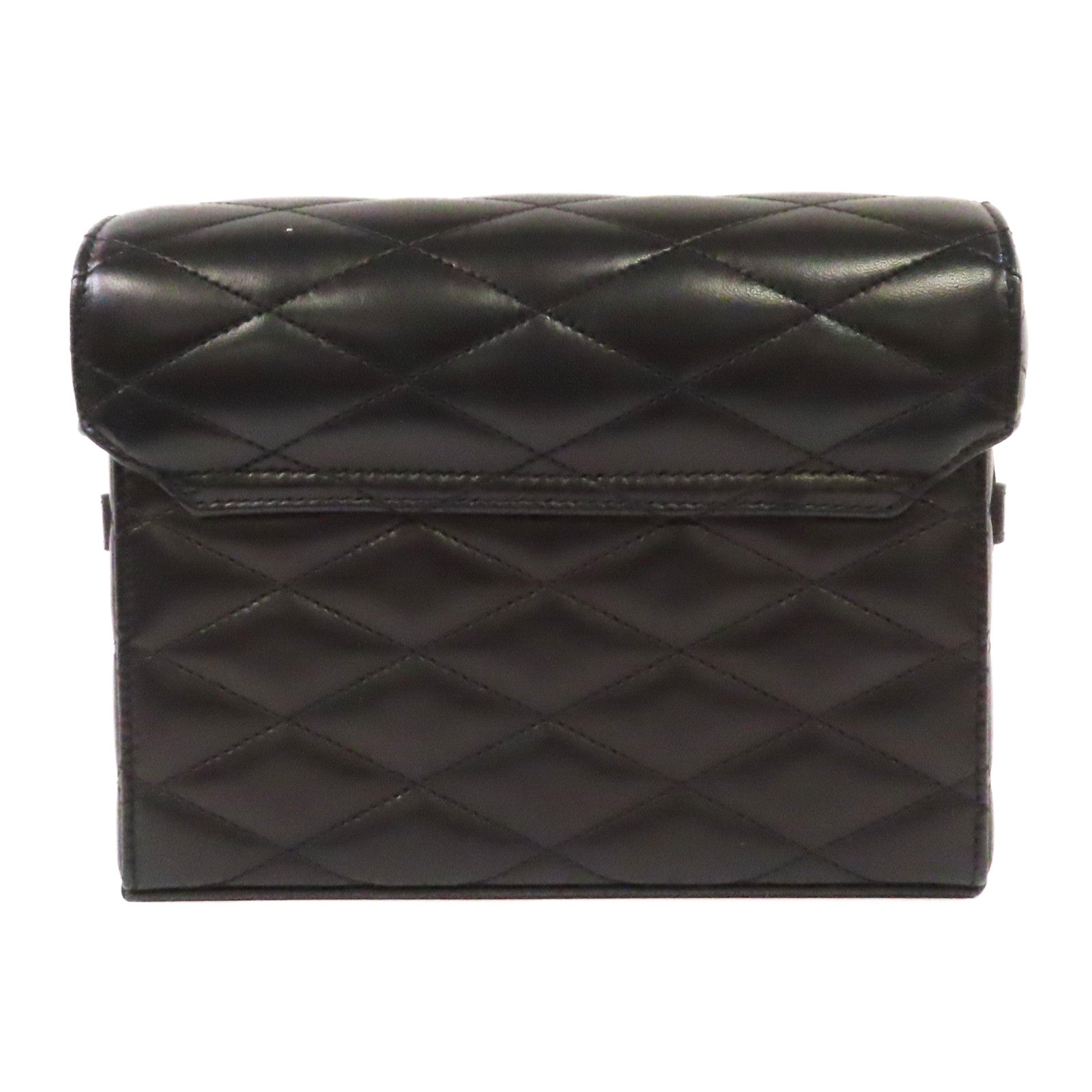 SAINT LAURENT 羊皮皮革Shoulder Bag銀扣肩背袋黑色