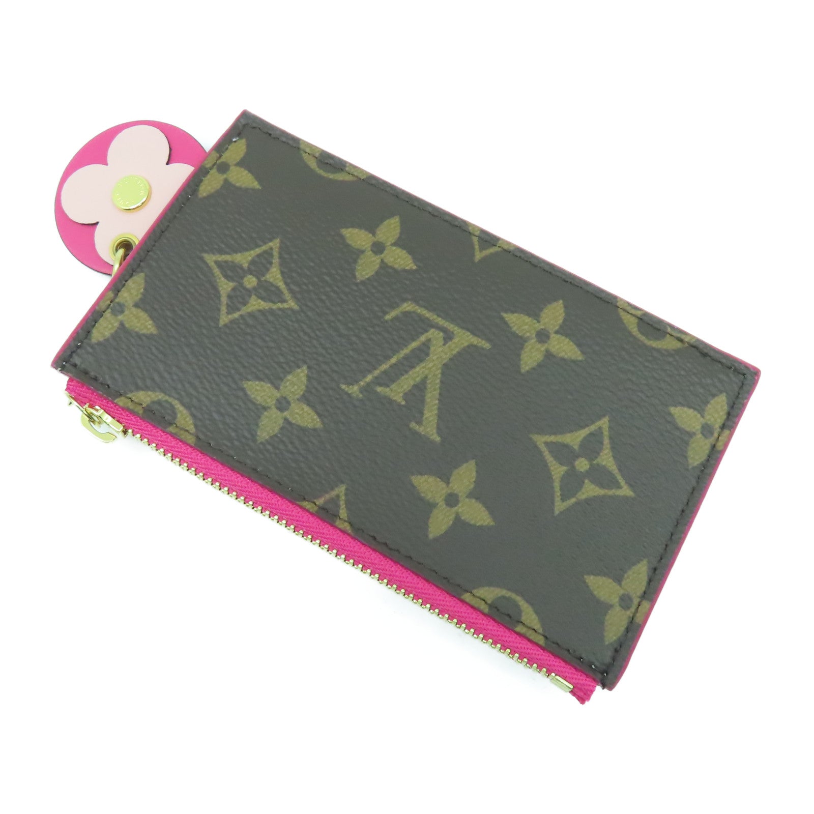 LOUIS VUITTON Monogram Coin Purse金扣零錢包啡色/紅色