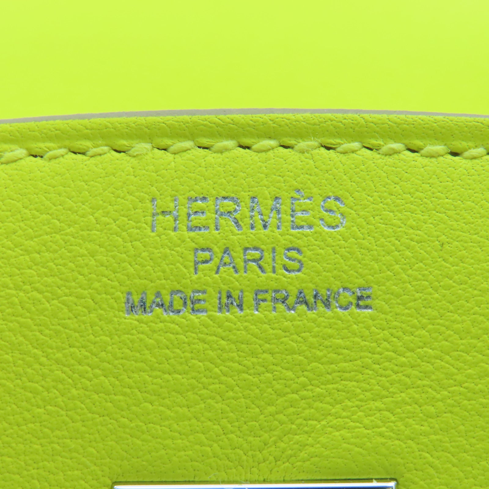 HERMES Swift皮革Birkin 25銀扣手挽袋萊姆黃色
