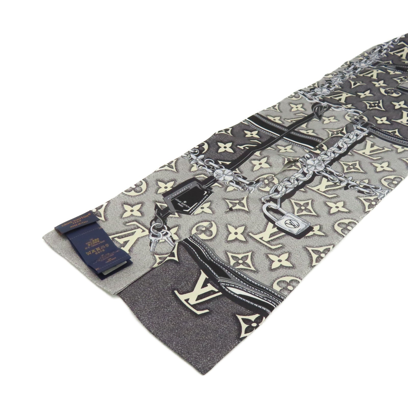 LOUIS VUITTON 絲質Monogram Jacquard Denim Bandeau絲巾灰色/黑色/彩色