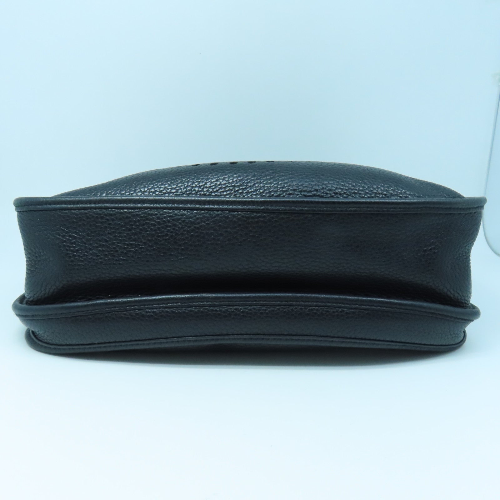 HERMES Clemence Leather Evelyne GM Silver Buckle Shoulder Bag Black