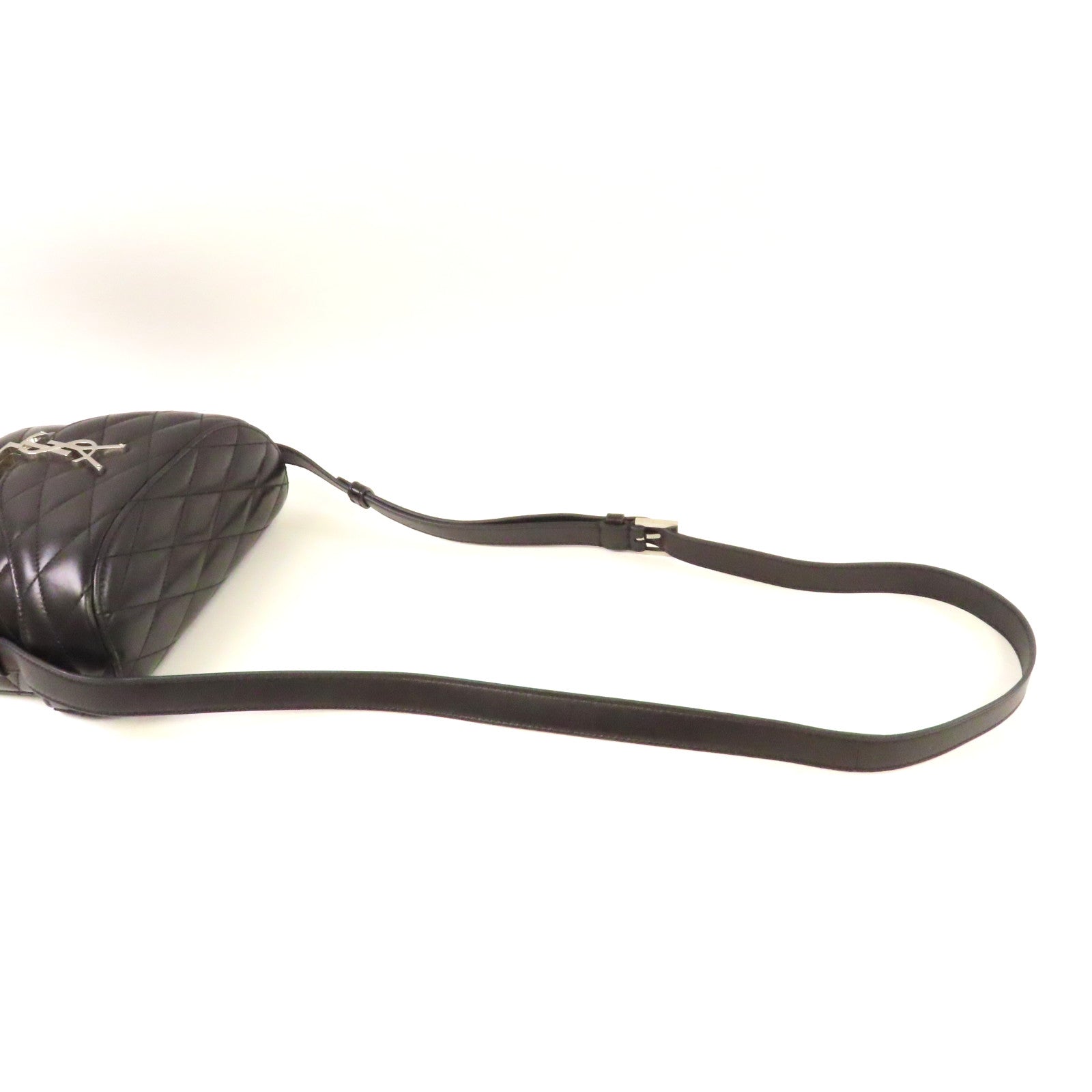 SAINT LAURENT 羊皮皮革Shoulder Bag銀扣肩背袋黑色
