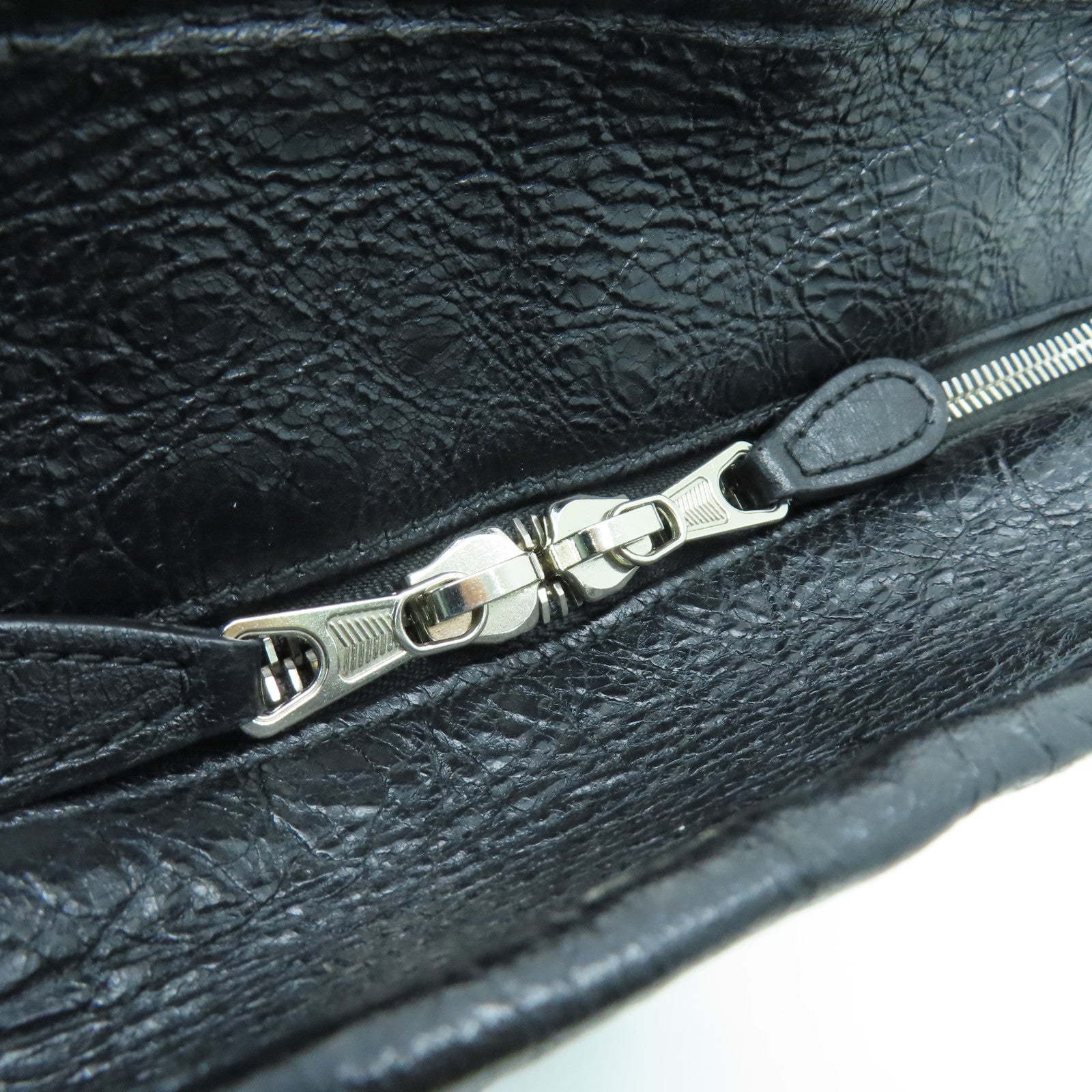 BALENCIAGA 皮革Shopper Bazar銀扣手挽肩背兩用袋黑色
