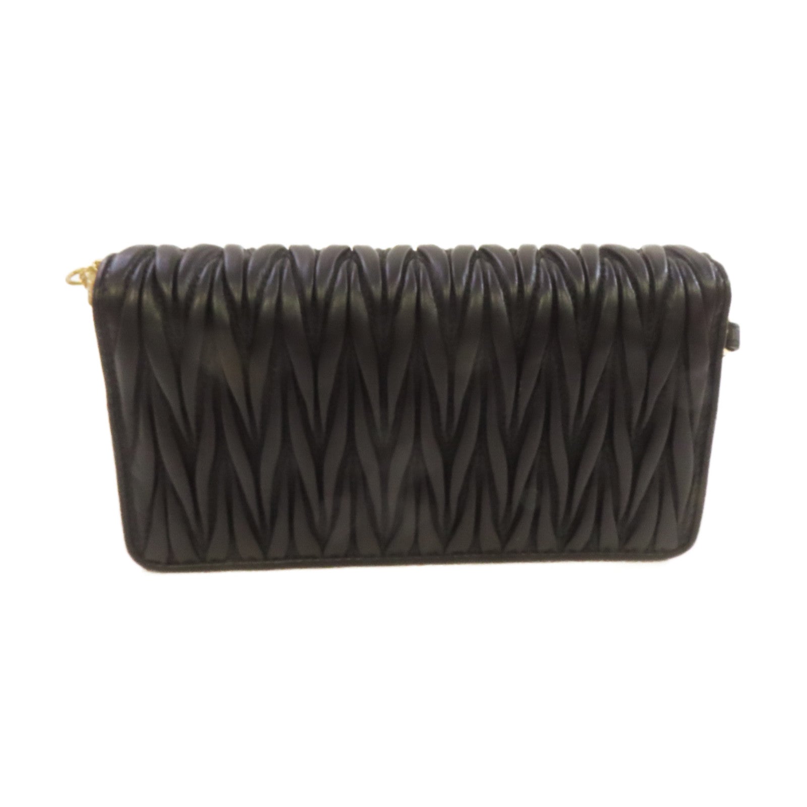 Miu Miu 羊皮皮革Chain Shoulder Bag金扣鏈帶肩背袋黑色