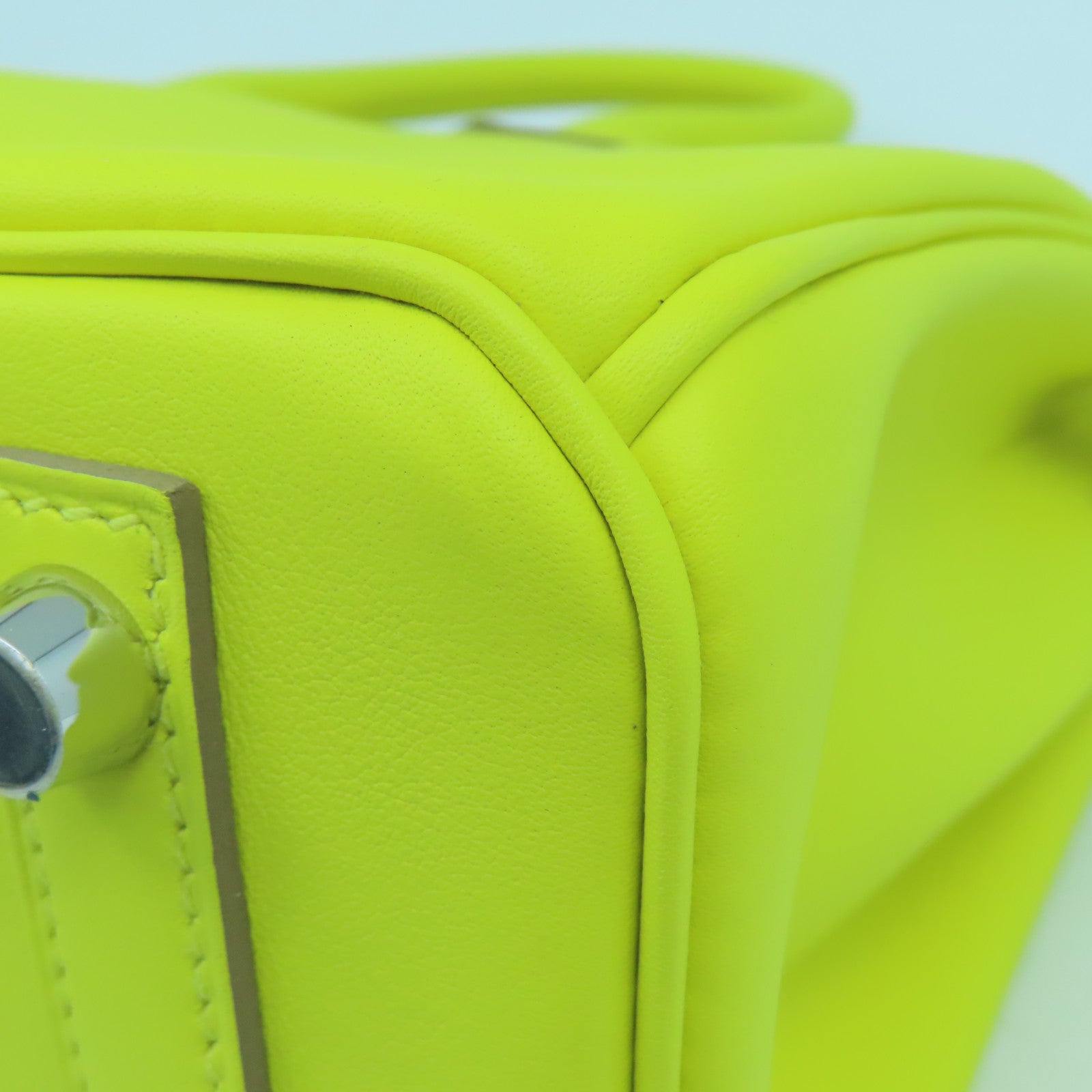 HERMES Swift皮革Birkin 25銀扣手挽袋萊姆黃色