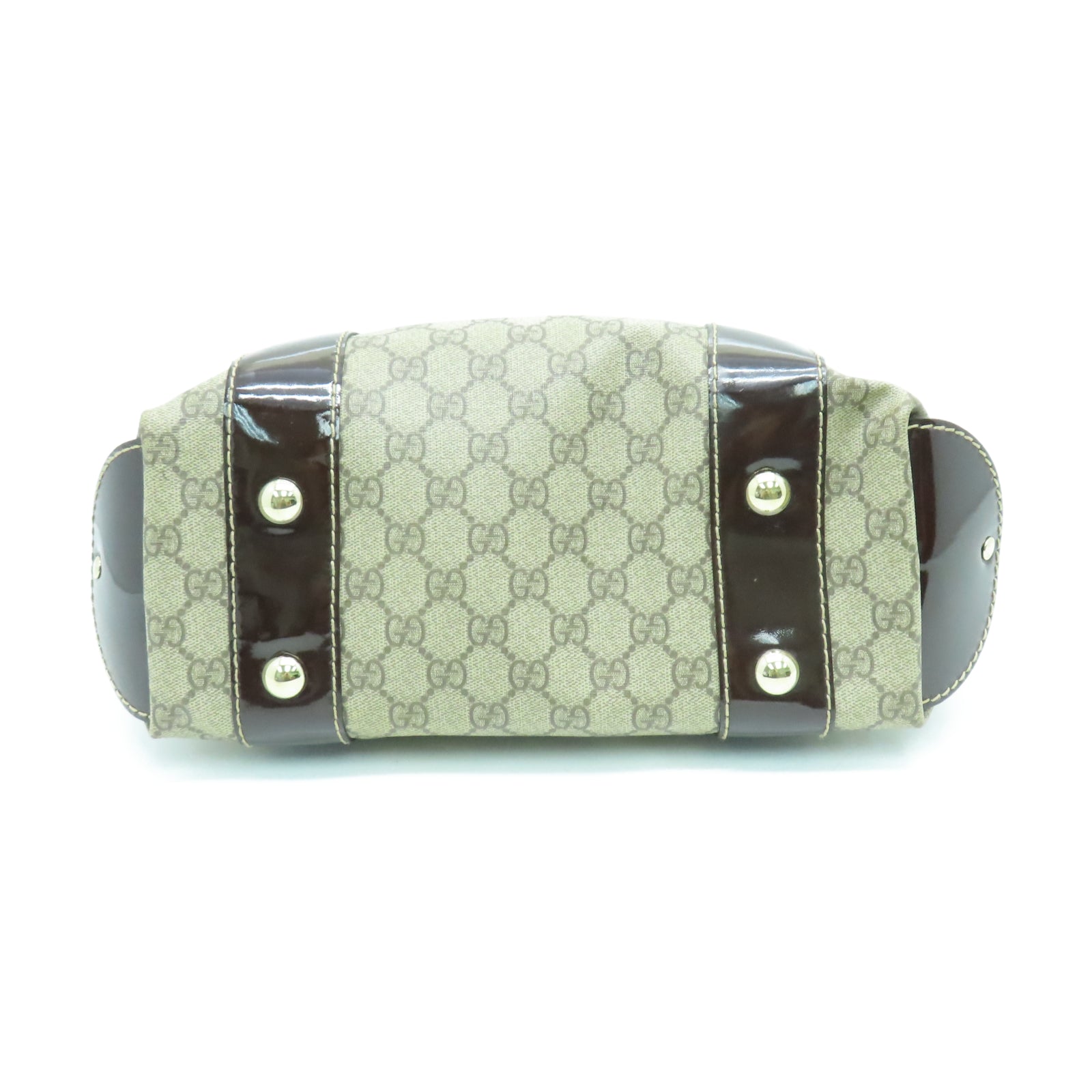 GUCCI 塗層帆布Tote Bag金扣手挽袋棕色