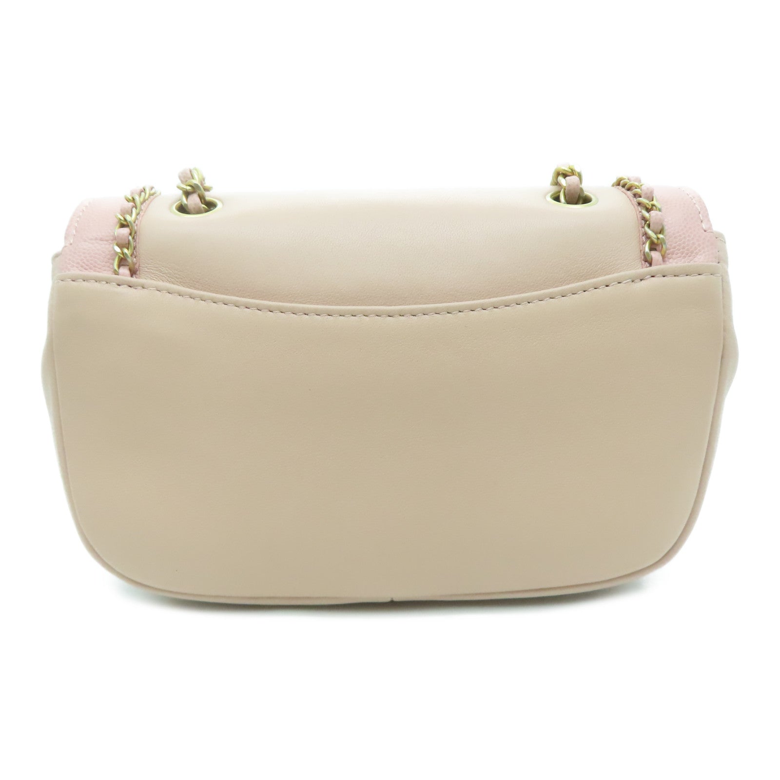 CHANEL 牛皮皮革Chain Shoulder Bag金扣链带肩背袋粉红色