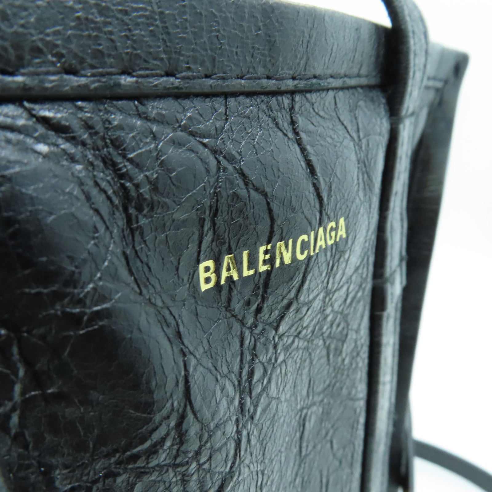 BALENCIAGA 皮革Shopper Bazar銀扣手挽肩背兩用袋黑色