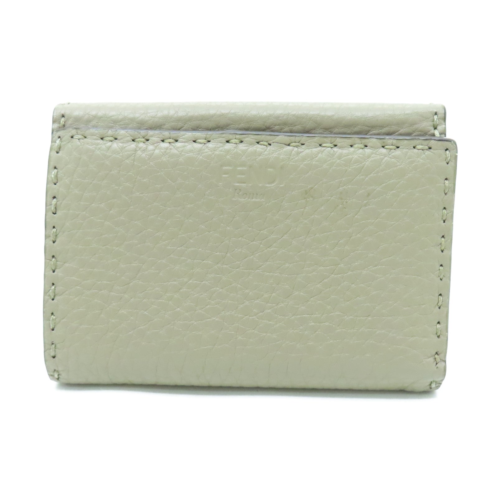 FENDI 牛皮皮革Fold Wallet銀扣錢包灰色