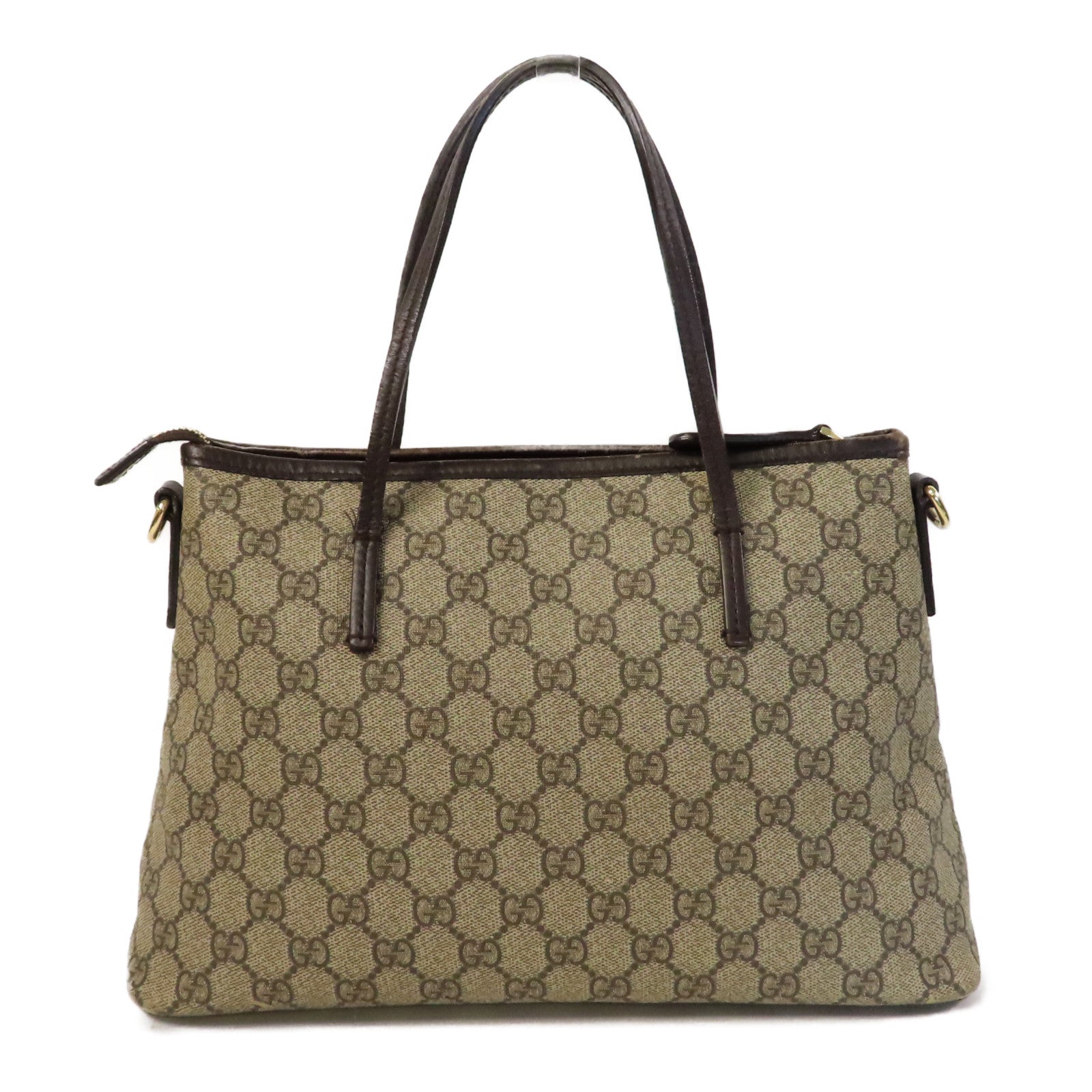 GUCCI 塗層帆布2 Way Shoulder金扣手挽肩背兩用袋啡色