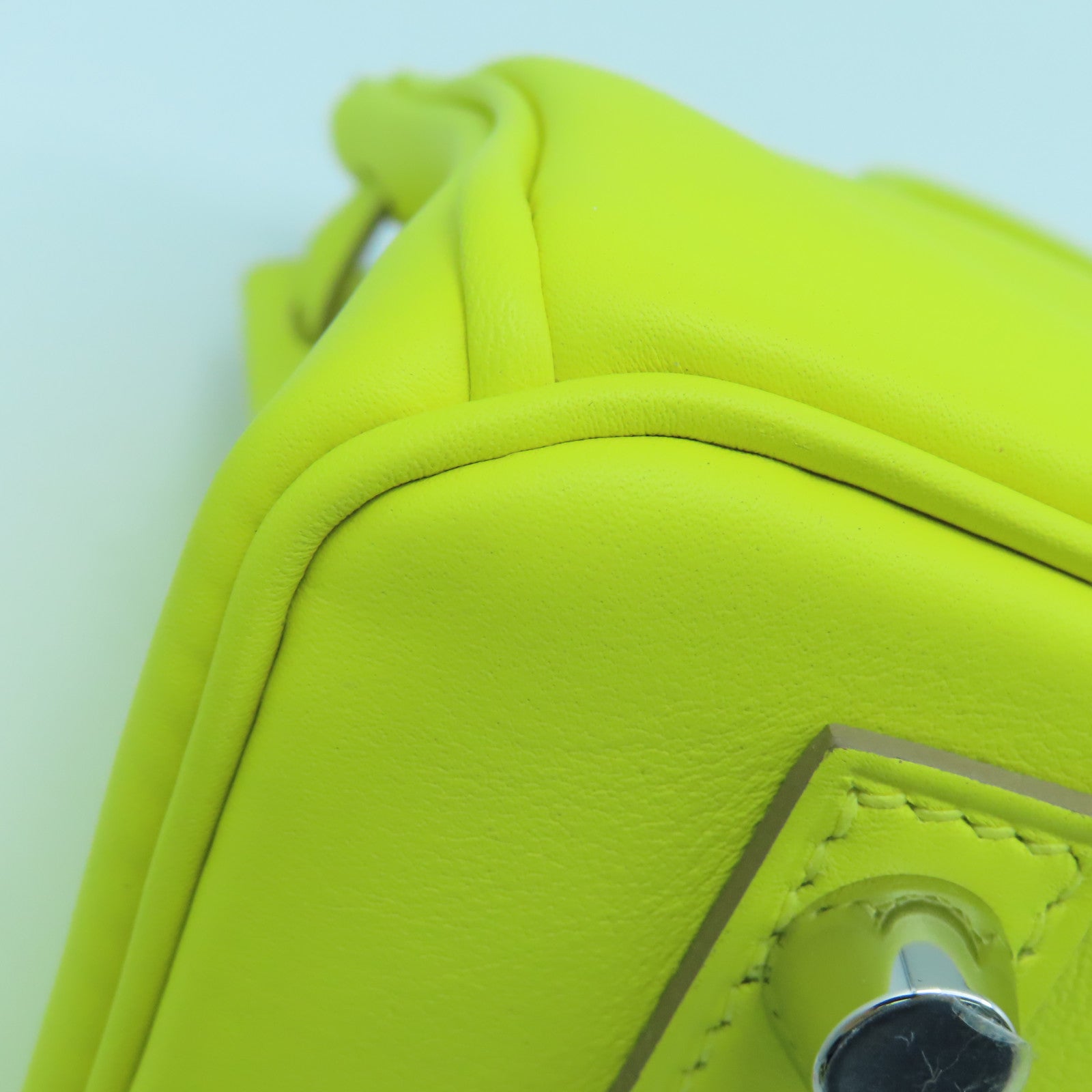 HERMES Swift皮革Birkin 25銀扣手挽袋萊姆黃色