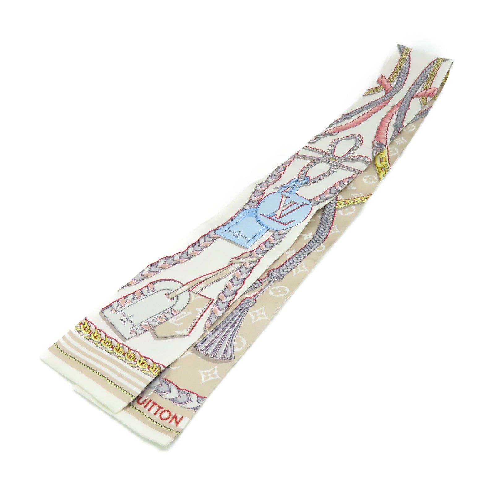 LOUIS VUITTON 絲質Mix and Straps Scarf絲巾米色/多色