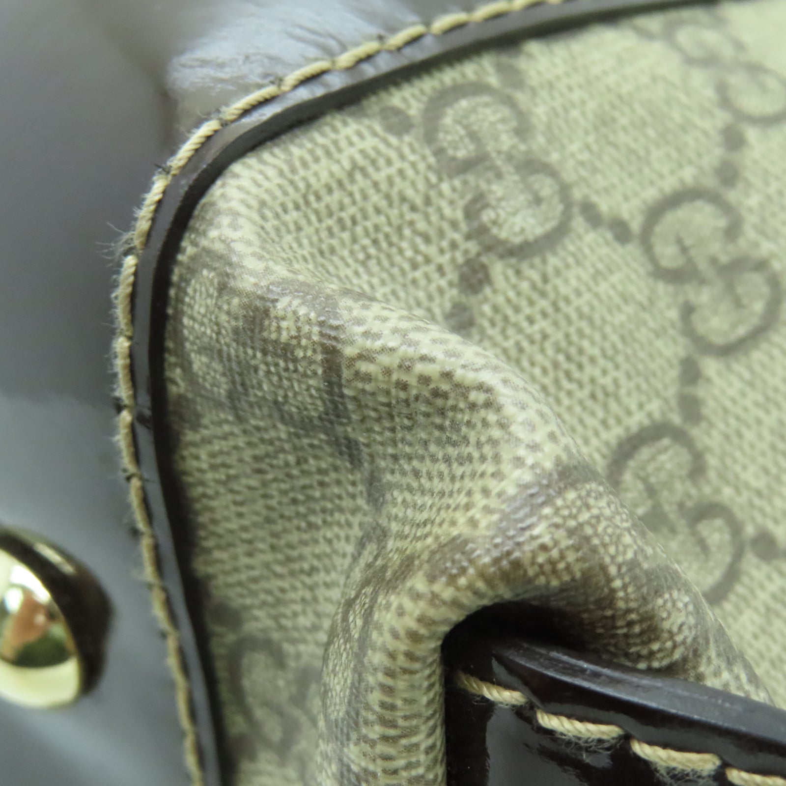 GUCCI 塗層帆布Tote Bag金扣手挽袋棕色