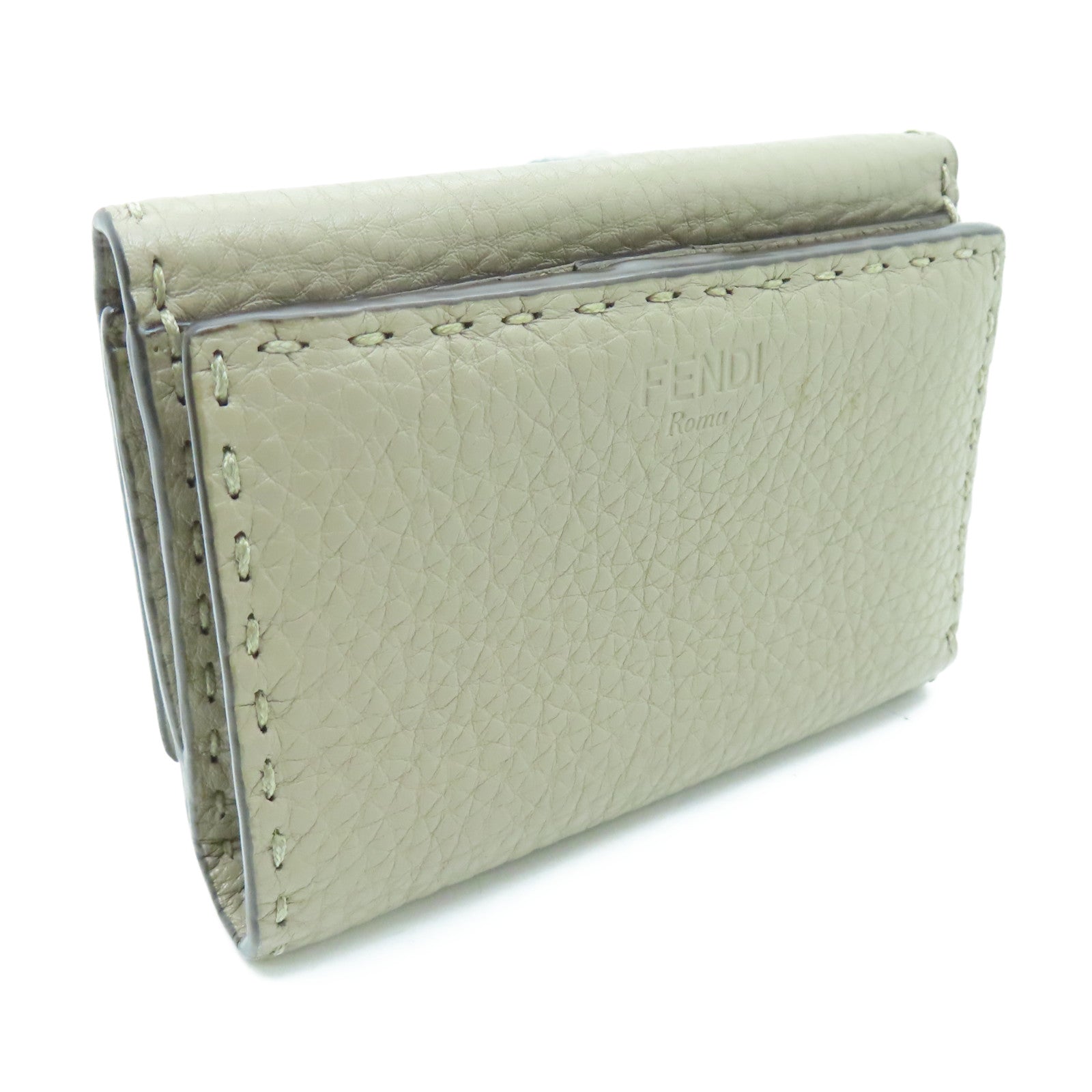 FENDI 牛皮皮革Fold Wallet銀扣錢包灰色