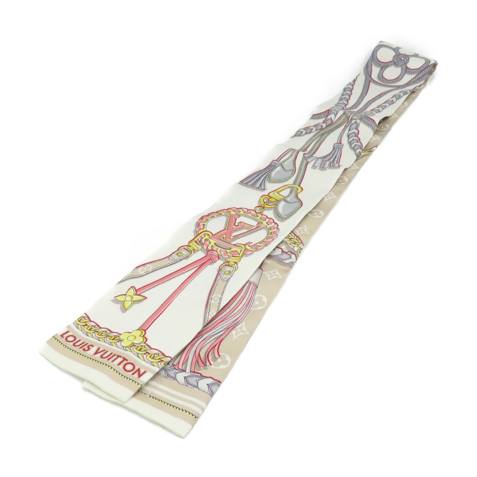LOUIS VUITTON 絲質Mix and Straps Scarf絲巾米色/多色