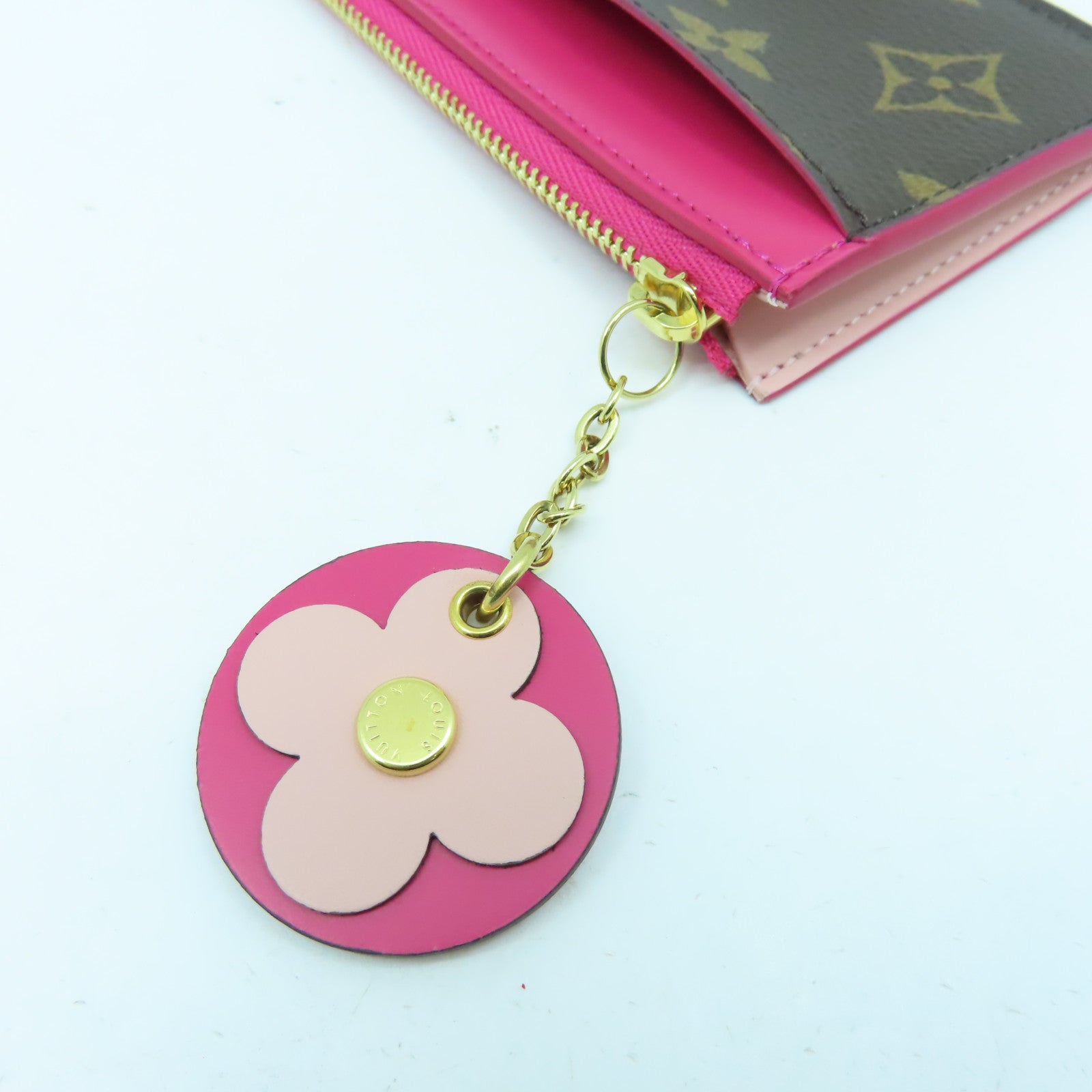 LOUIS VUITTON Monogram Coin Purse金扣零錢包啡色/紅色