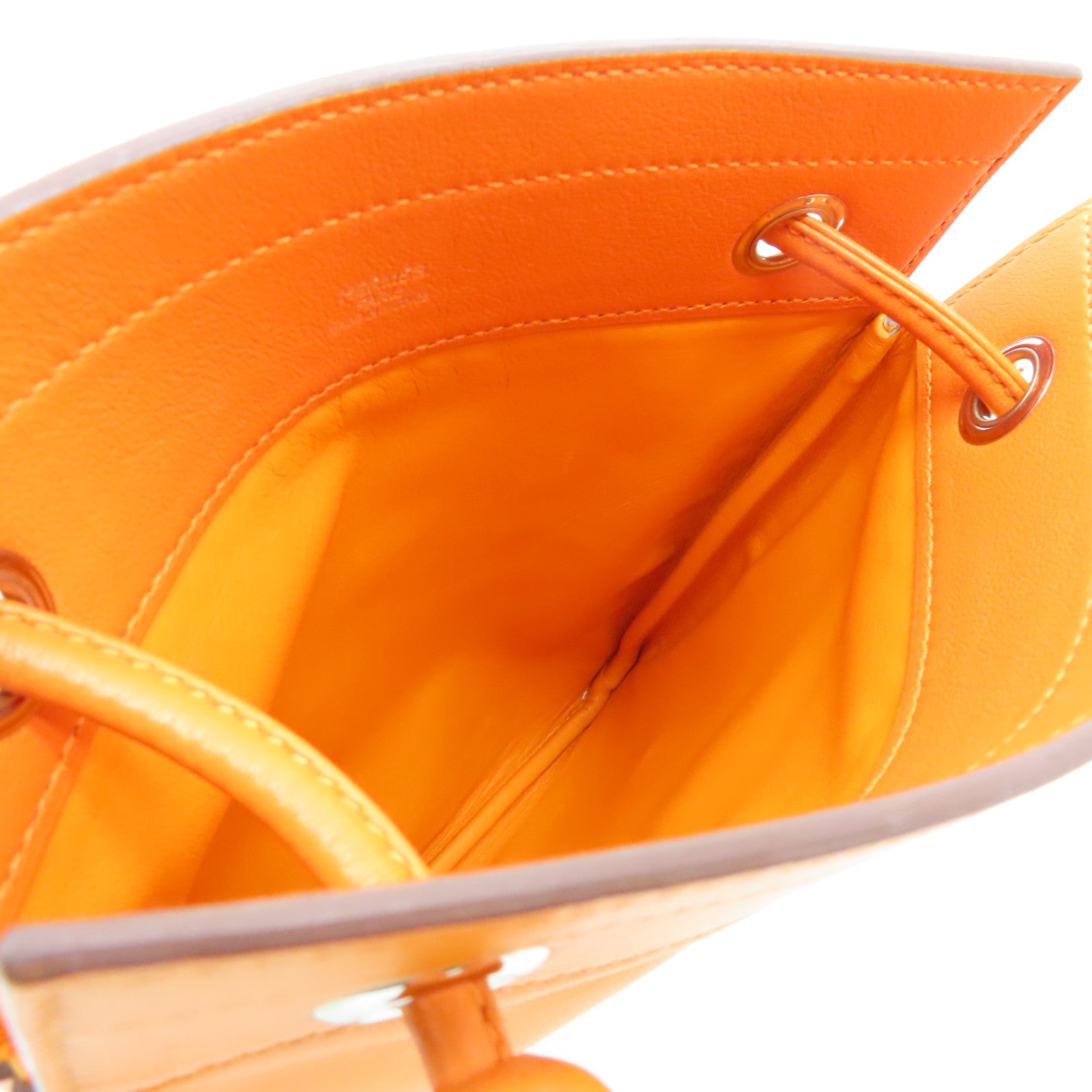 HERMES Swift Leather Aline Silver Buckle Shoulder Bag Orange