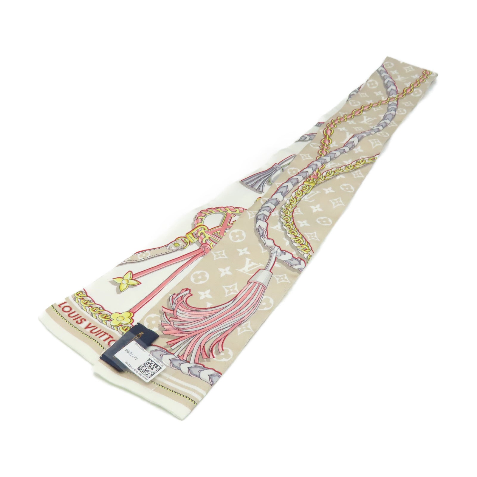 LOUIS VUITTON 絲質Mix and Straps Scarf絲巾米色/多色
