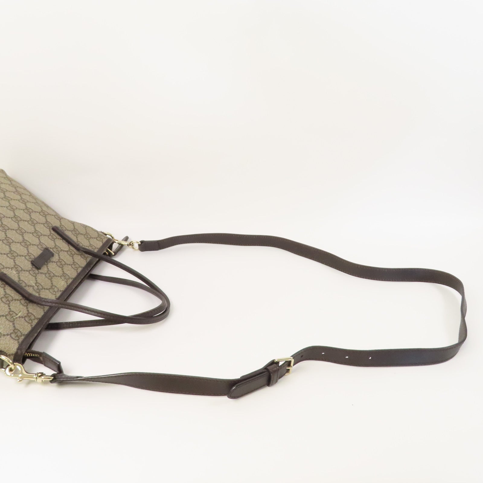 GUCCI 塗層帆布2 Way Shoulder金扣手挽肩背兩用袋啡色