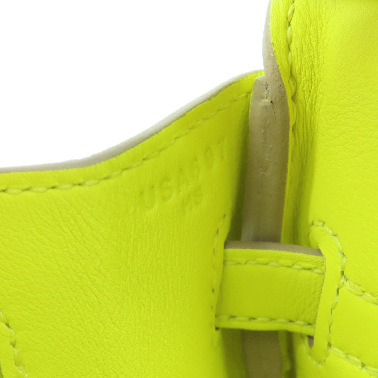 HERMES Swift皮革Birkin 25銀扣手挽袋萊姆黃色