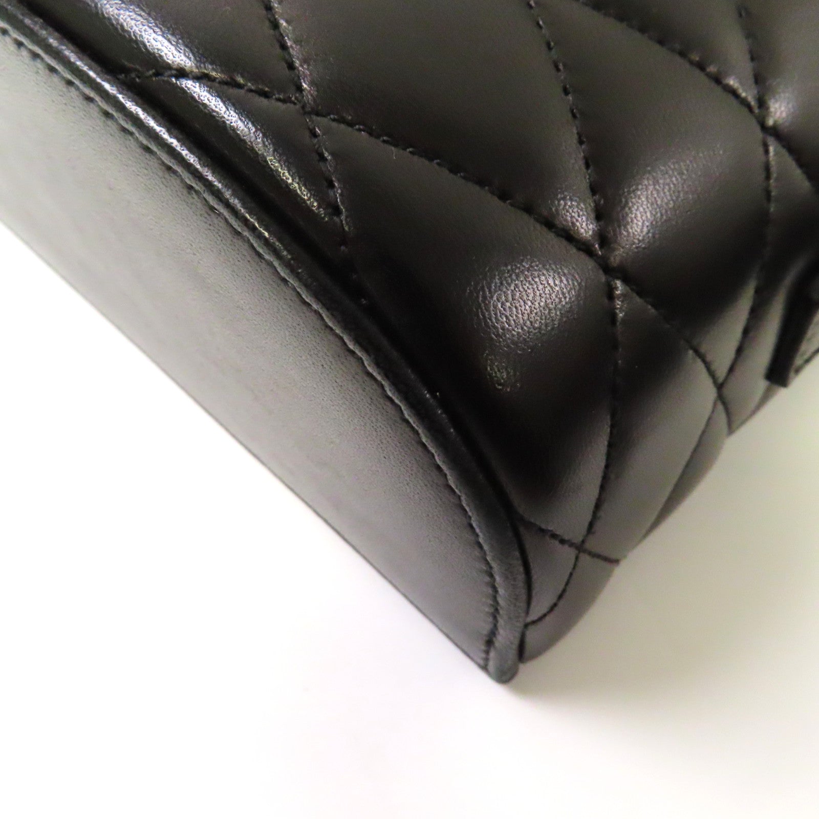 SAINT LAURENT 羊皮皮革Shoulder Bag銀扣肩背袋黑色