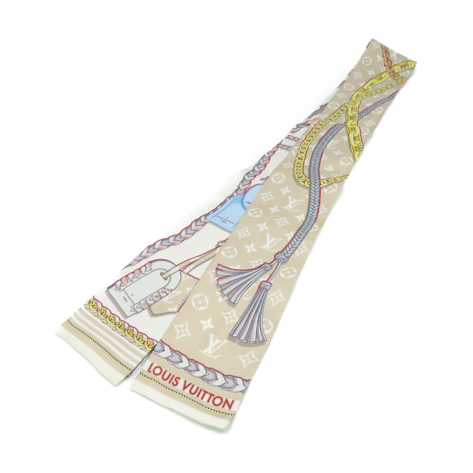LOUIS VUITTON 絲質Mix and Straps Scarf絲巾米色/多色