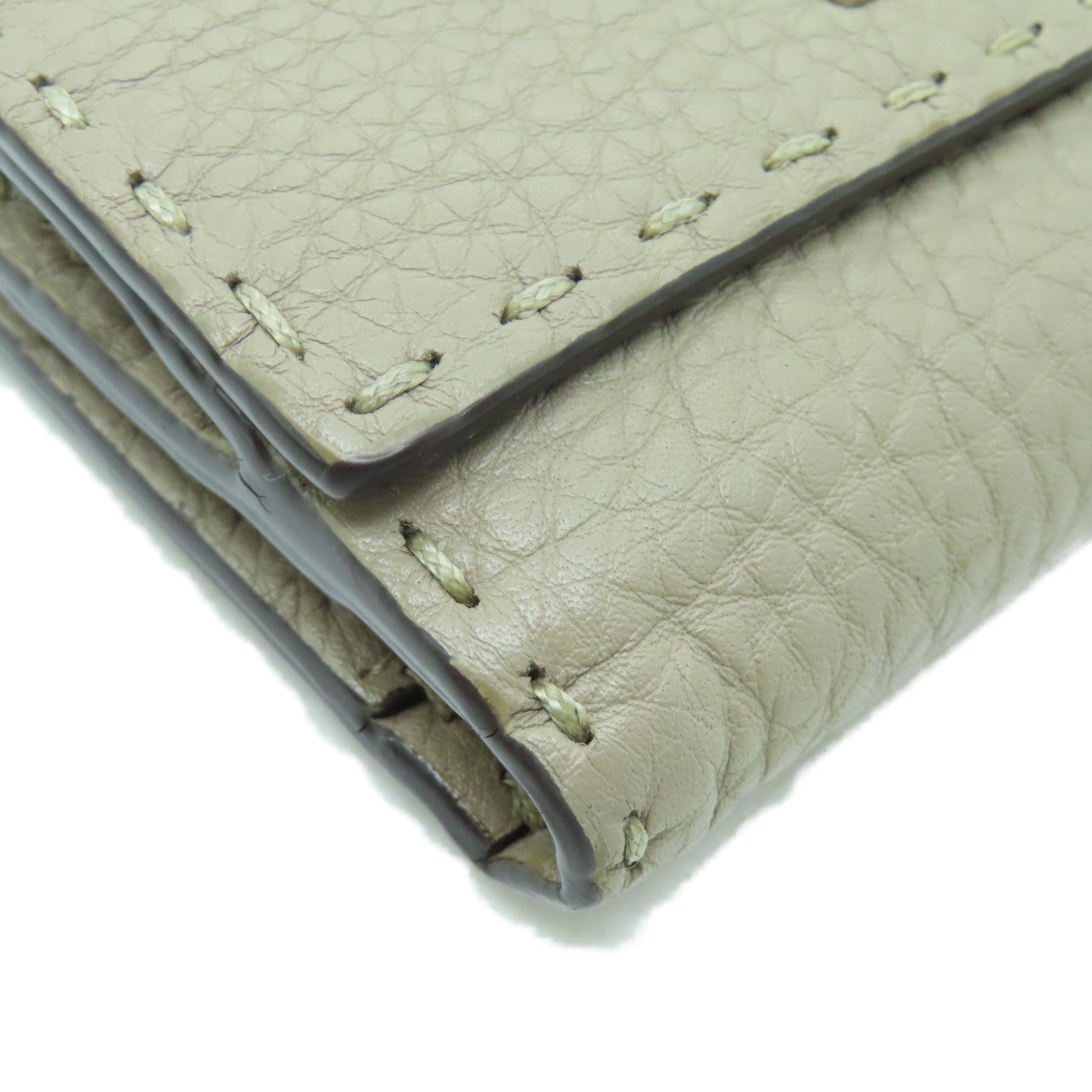 FENDI 牛皮皮革Fold Wallet銀扣錢包灰色