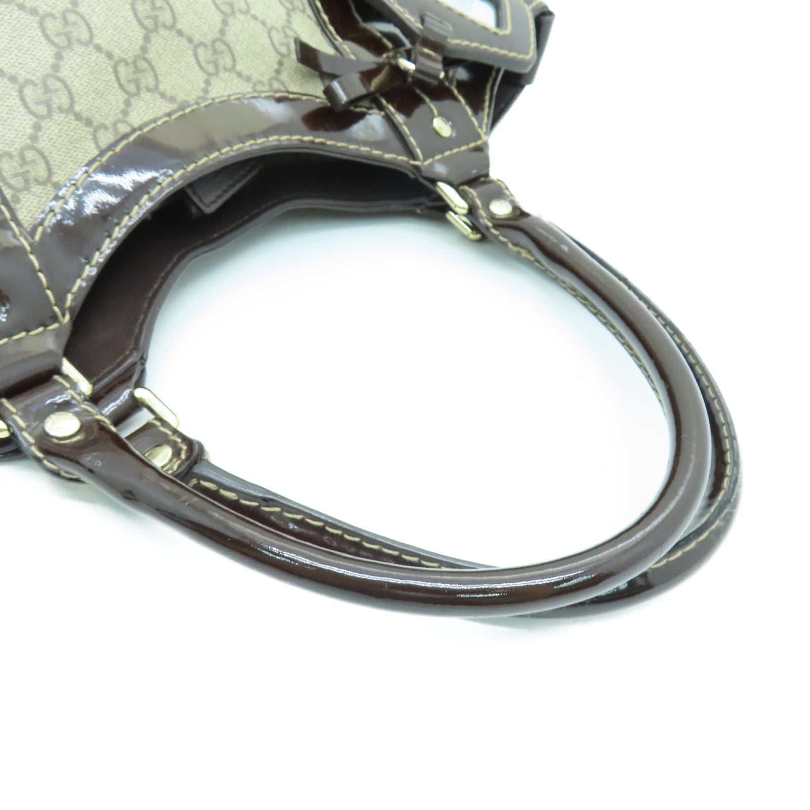 GUCCI 塗層帆布Tote Bag金扣手挽袋棕色
