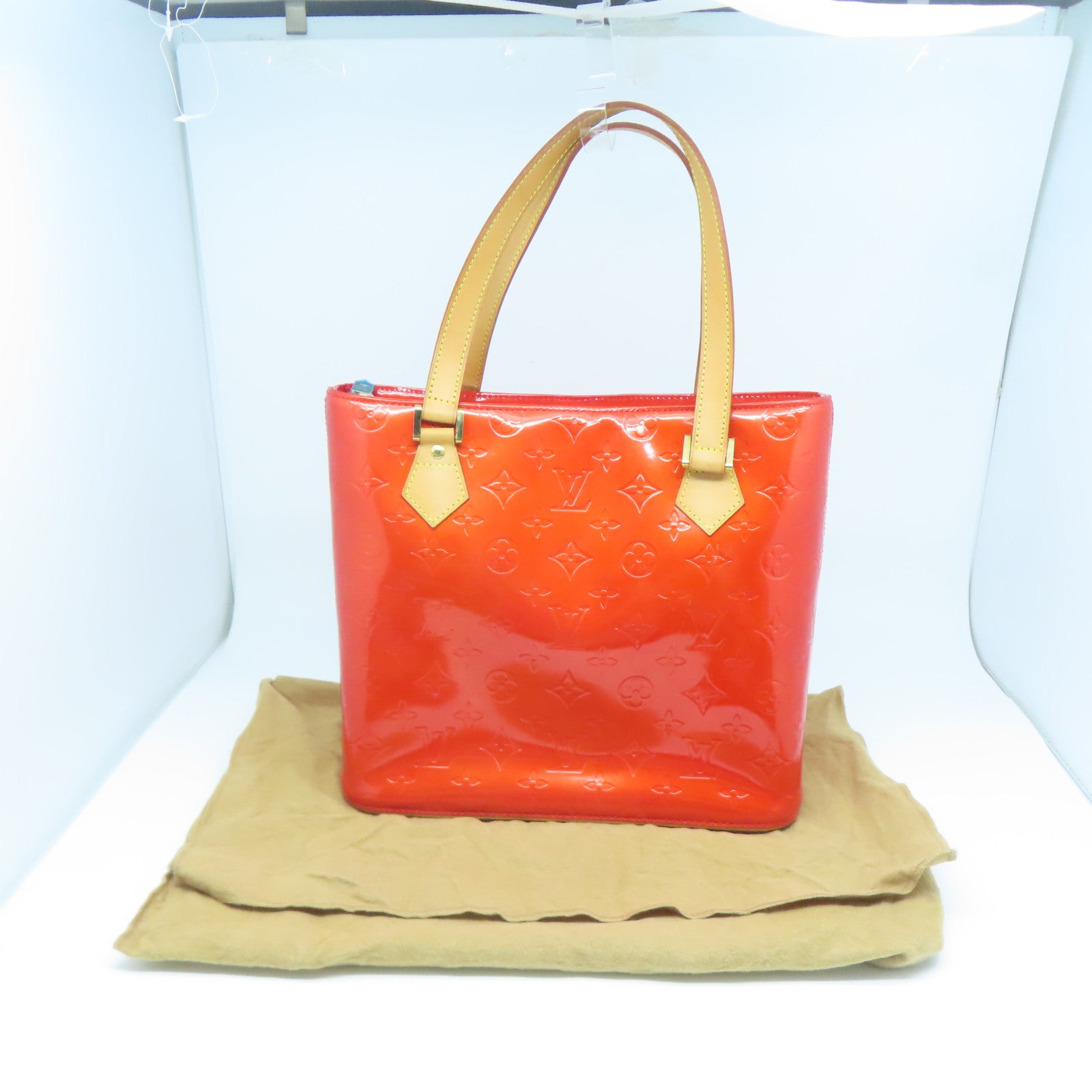 LOUIS VUITTON Monogram Vernis Houston金扣手挽袋橙色