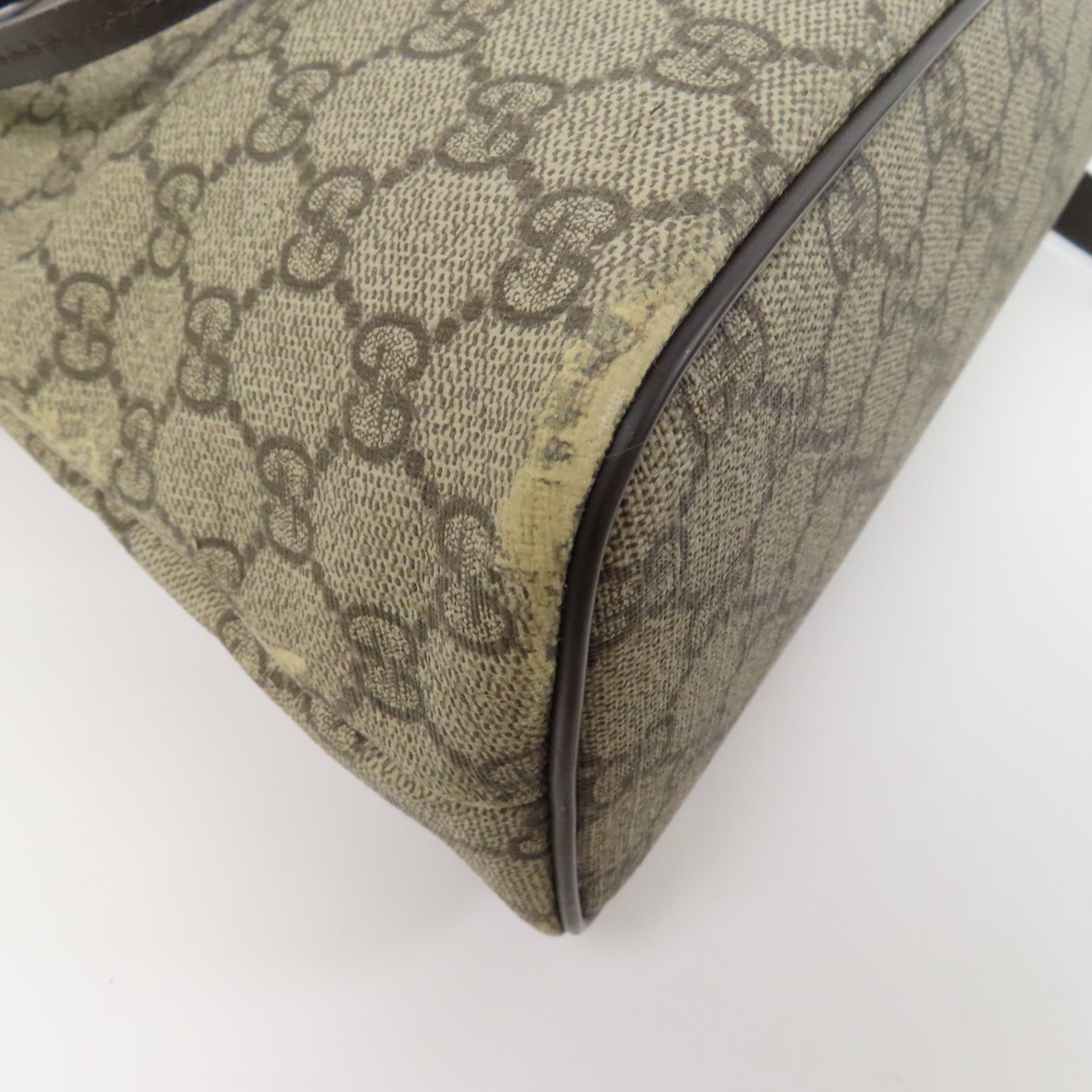GUCCI 塗層帆布2 Way Shoulder金扣手挽肩背兩用袋啡色