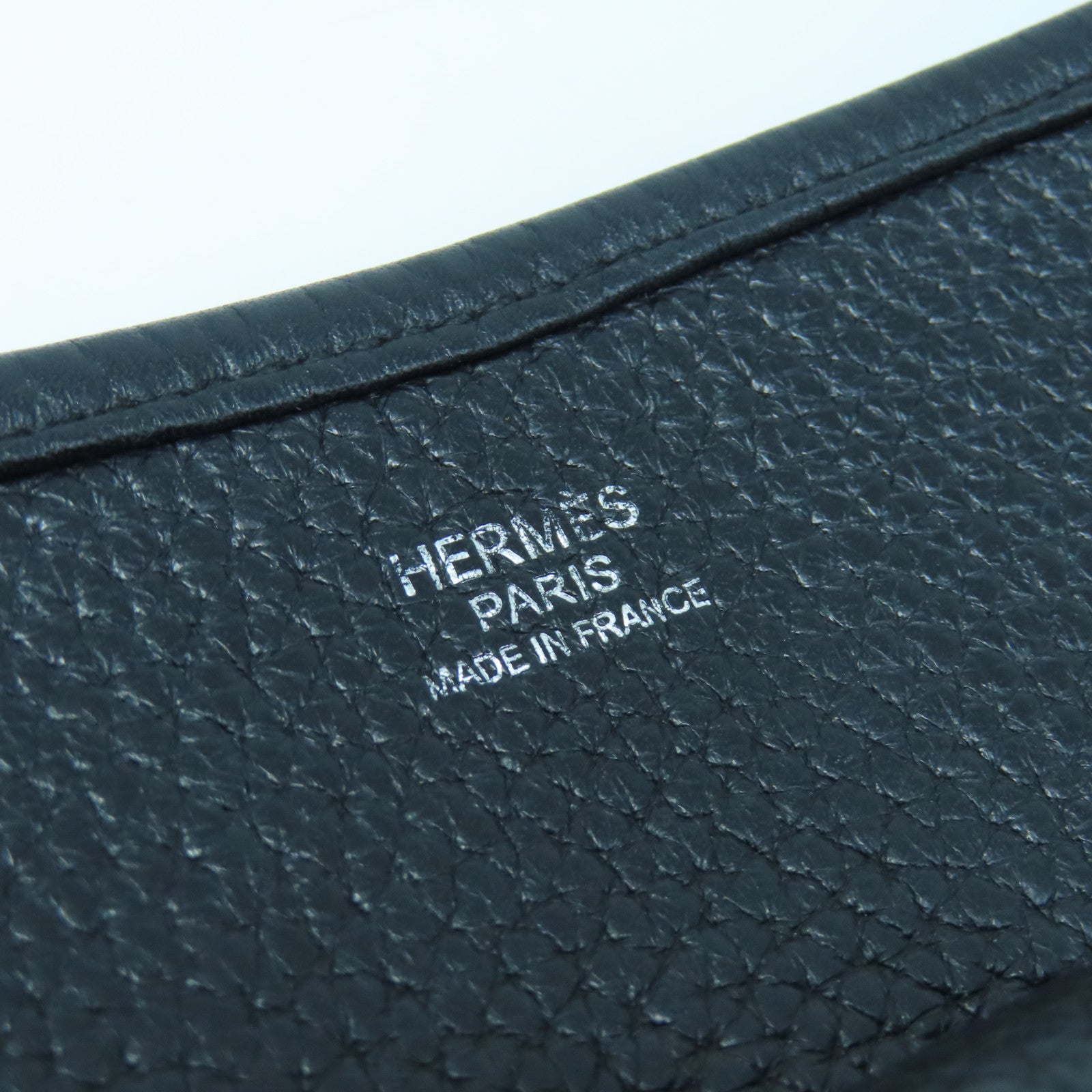 HERMES Clemence Leather Evelyne GM Silver Buckle Shoulder Bag Black