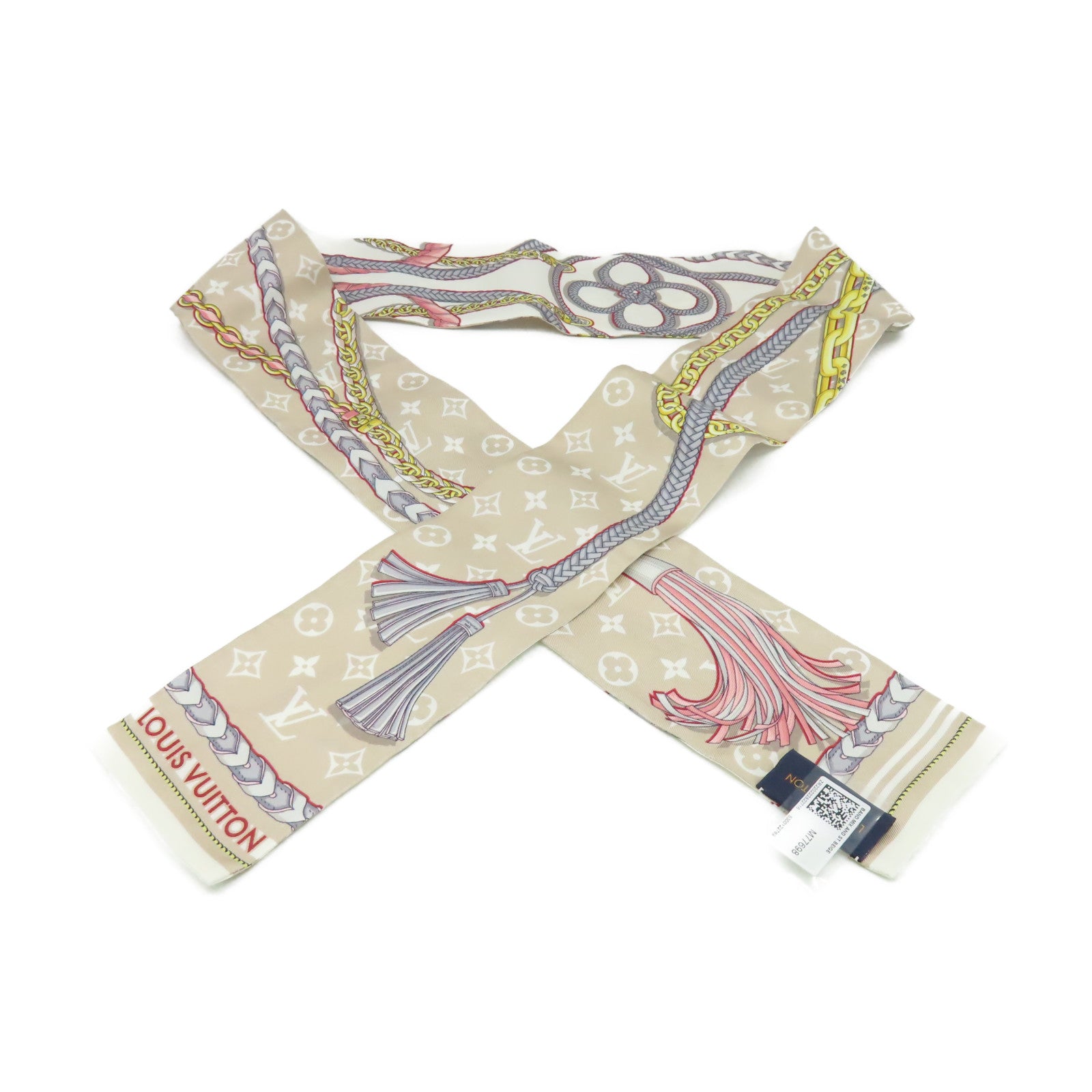LOUIS VUITTON 絲質Mix and Straps Scarf絲巾米色/多色