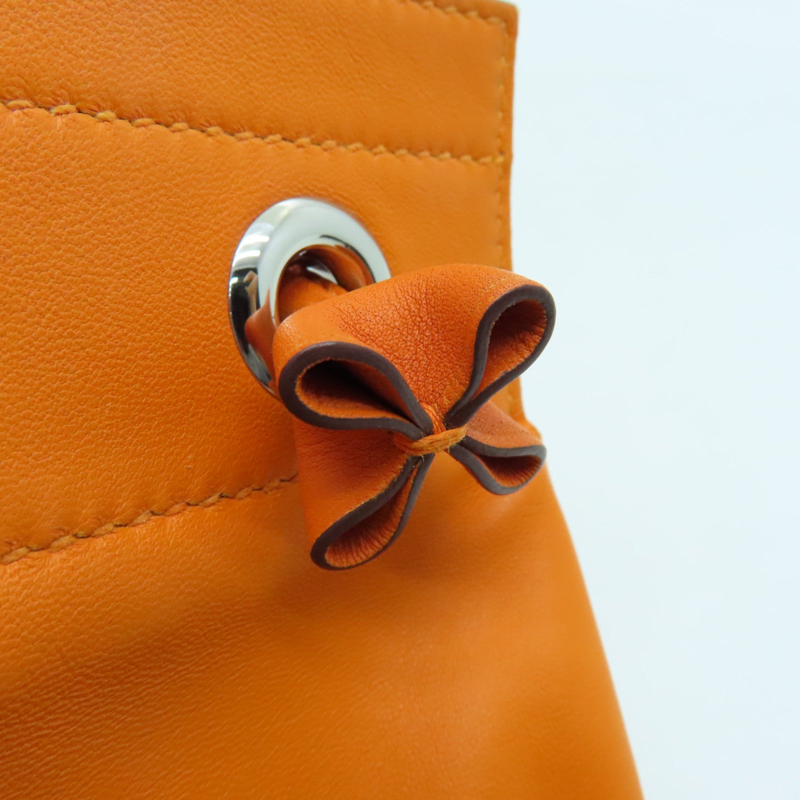 HERMES Swift Leather Aline Silver Buckle Shoulder Bag Orange