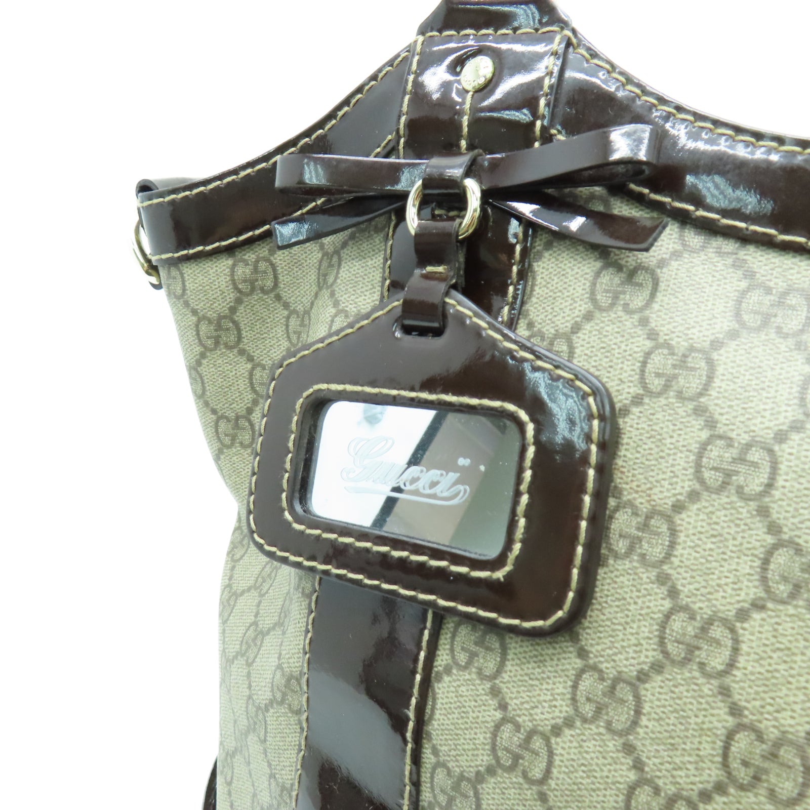 GUCCI 塗層帆布Tote Bag金扣手挽袋棕色