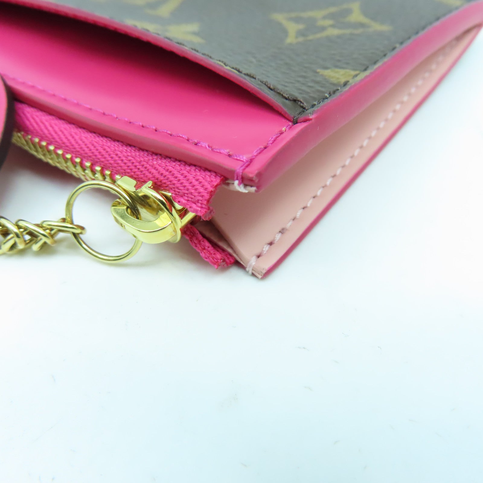 LOUIS VUITTON Monogram Coin Purse金扣零錢包啡色/紅色