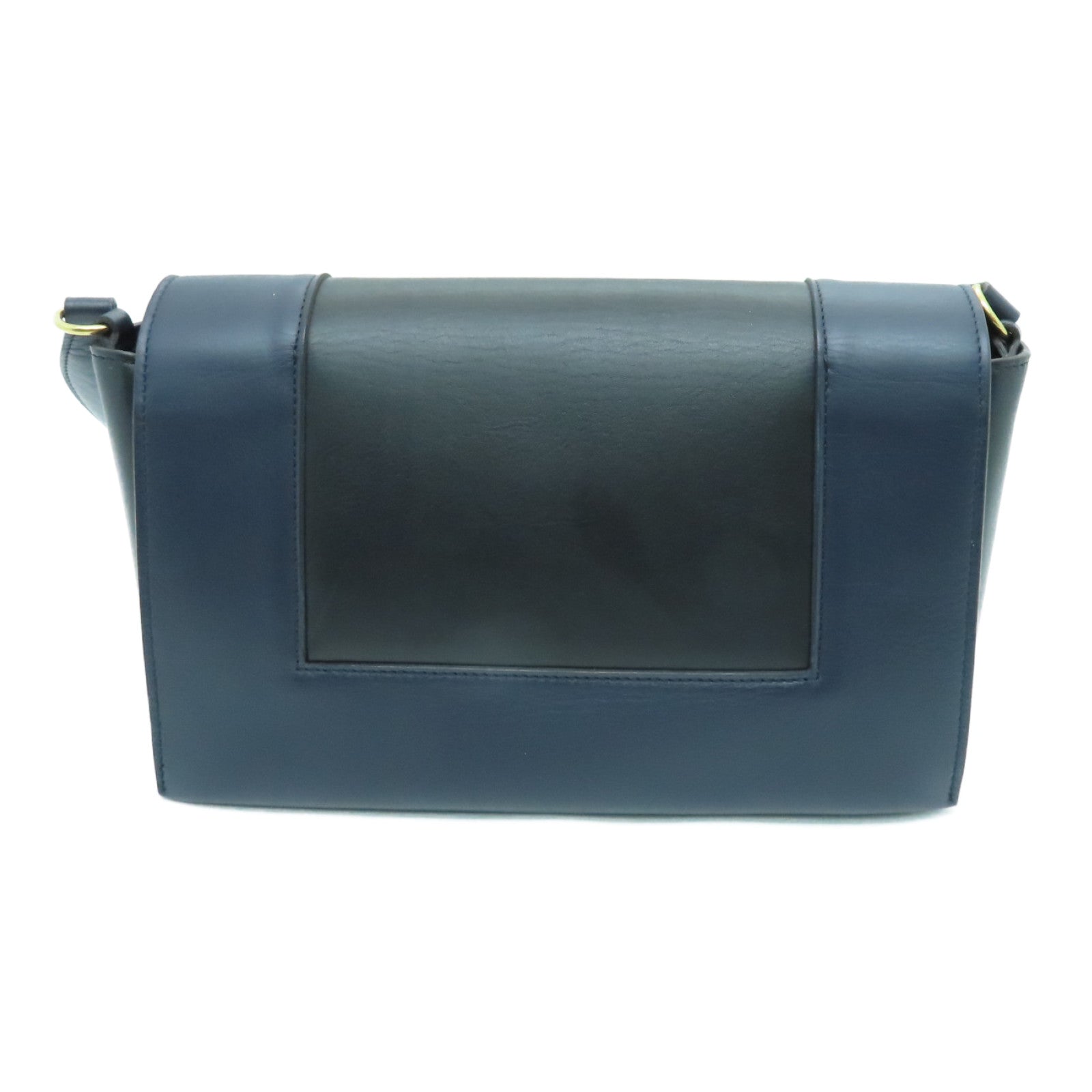 CELINE 牛皮皮革Medium Frame Bag金扣肩背袋黑色/深藍色