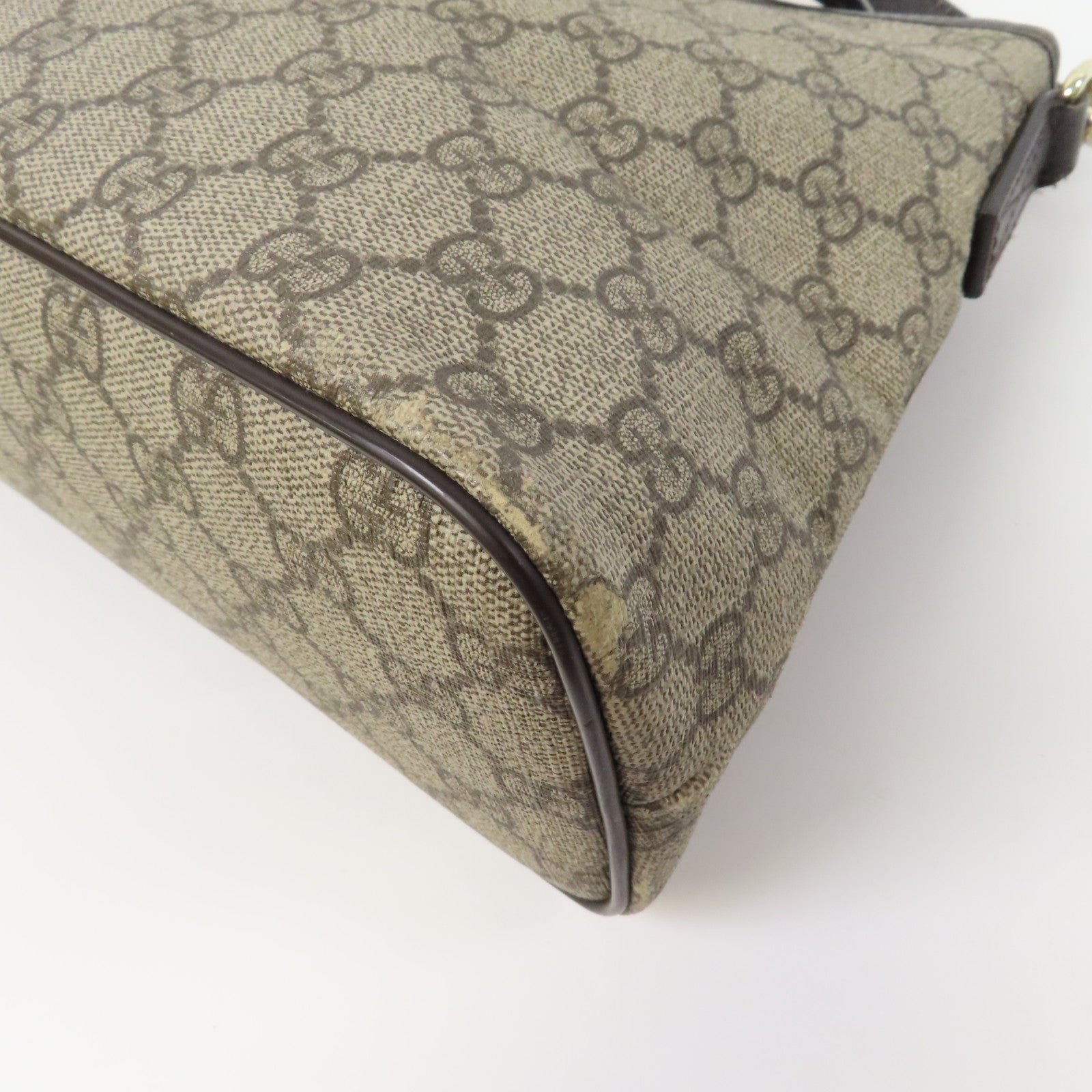 GUCCI 塗層帆布2 Way Shoulder金扣手挽肩背兩用袋啡色