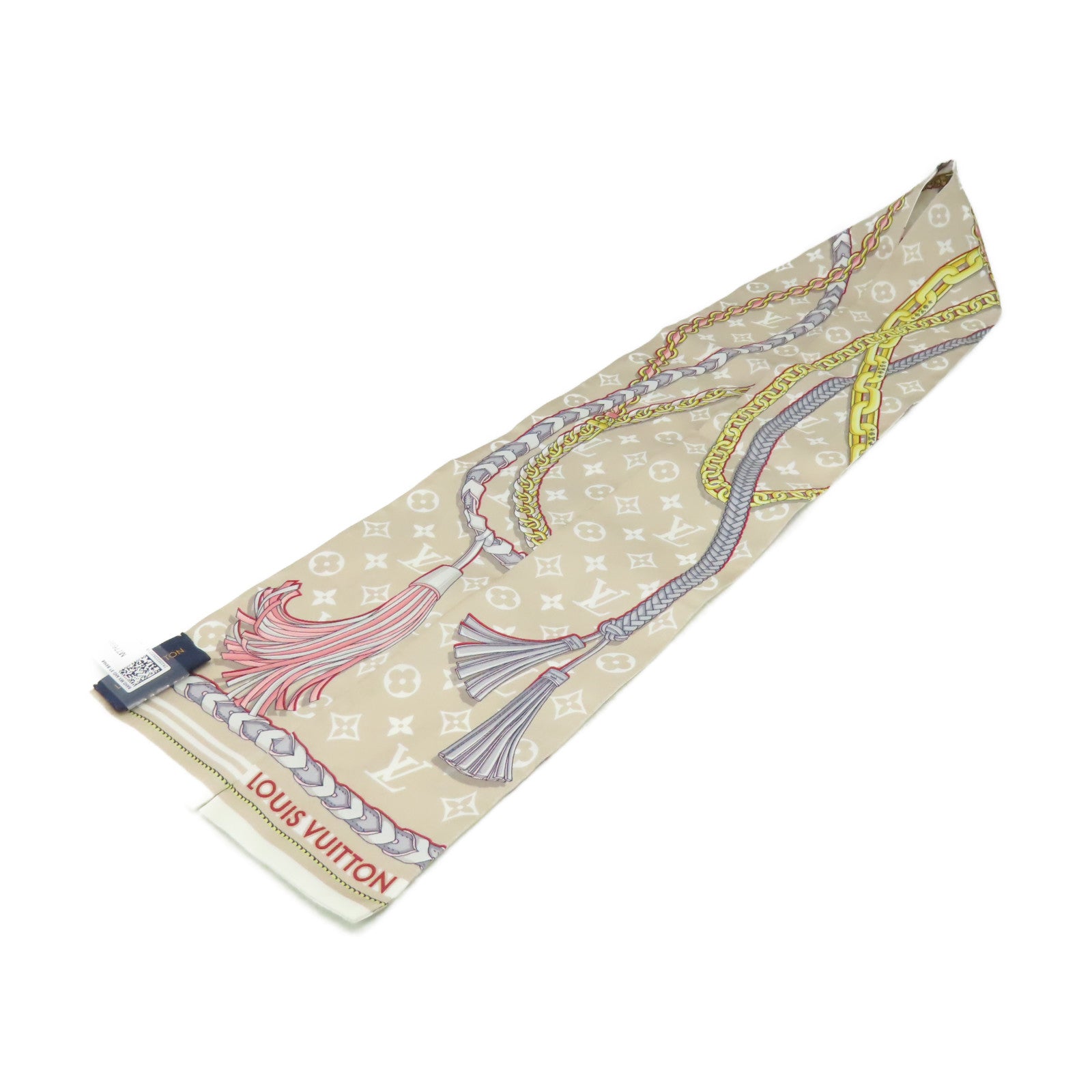 LOUIS VUITTON 絲質Mix and Straps Scarf絲巾米色/多色