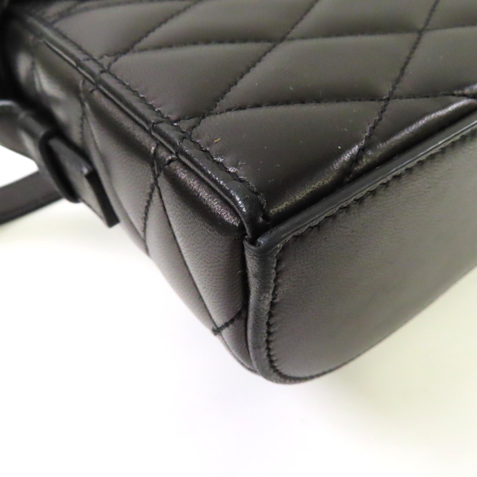 SAINT LAURENT 羊皮皮革Shoulder Bag銀扣肩背袋黑色