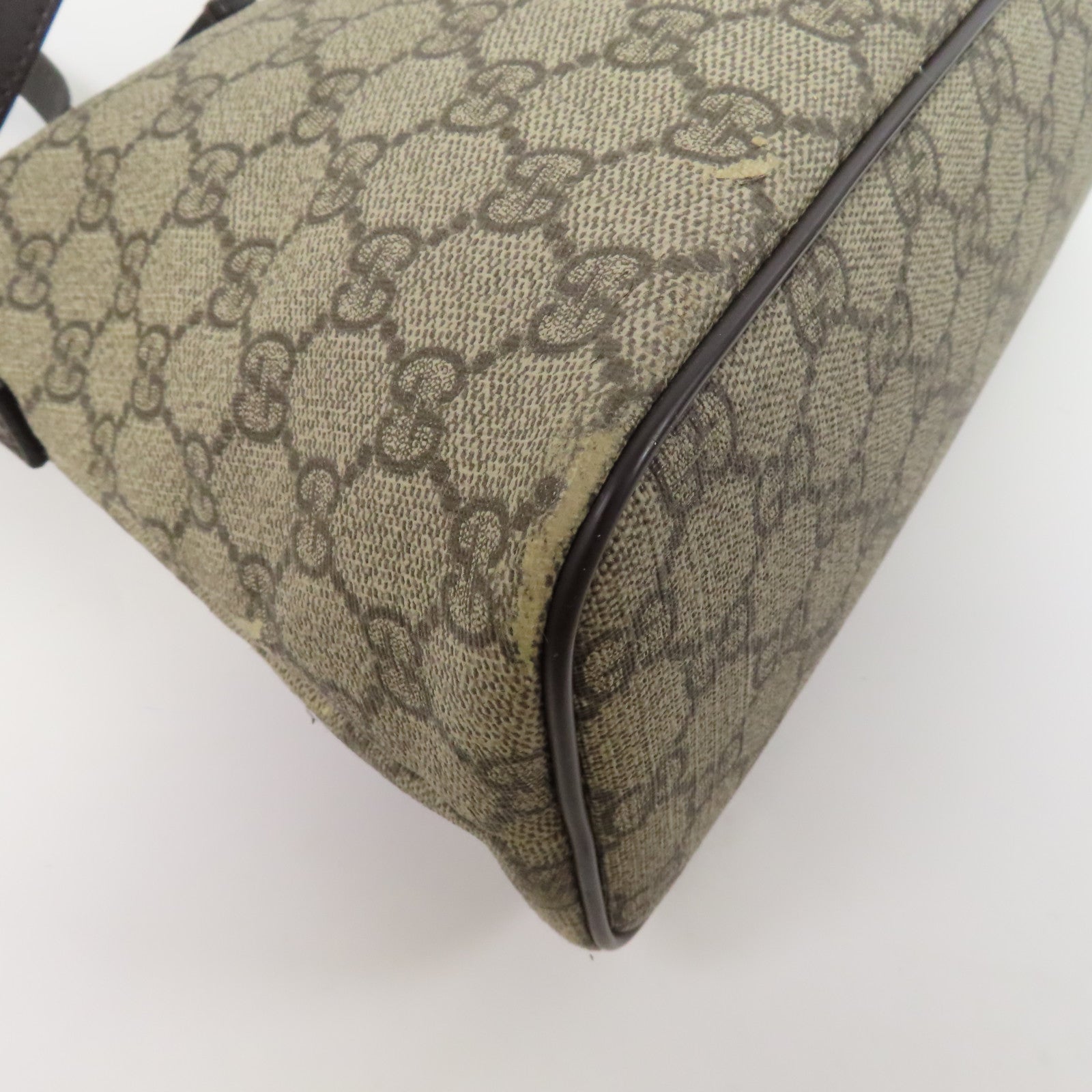 GUCCI 塗層帆布2 Way Shoulder金扣手挽肩背兩用袋啡色