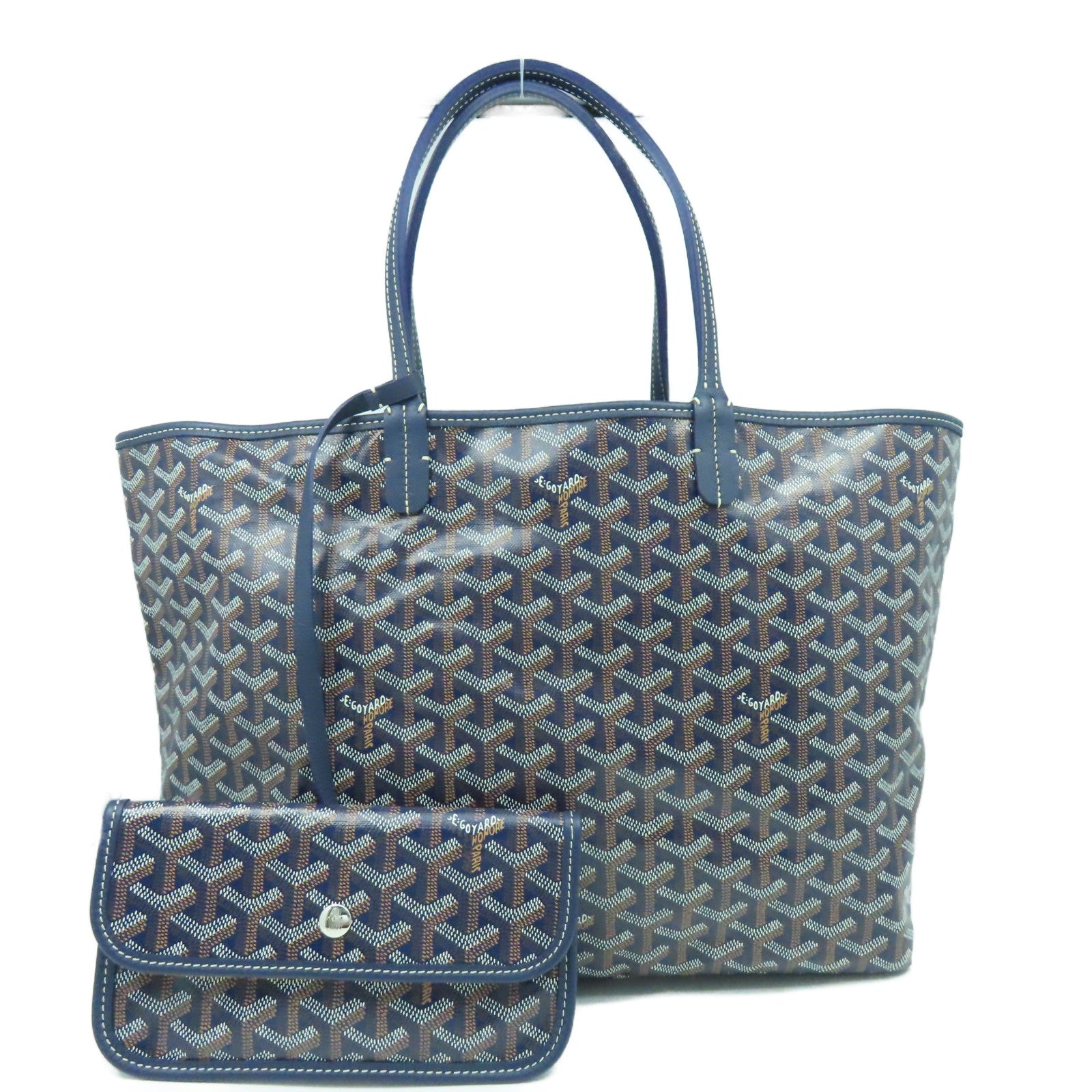 GOYARD 塗層帆布Saint Louis PM銀扣手挽袋藍色