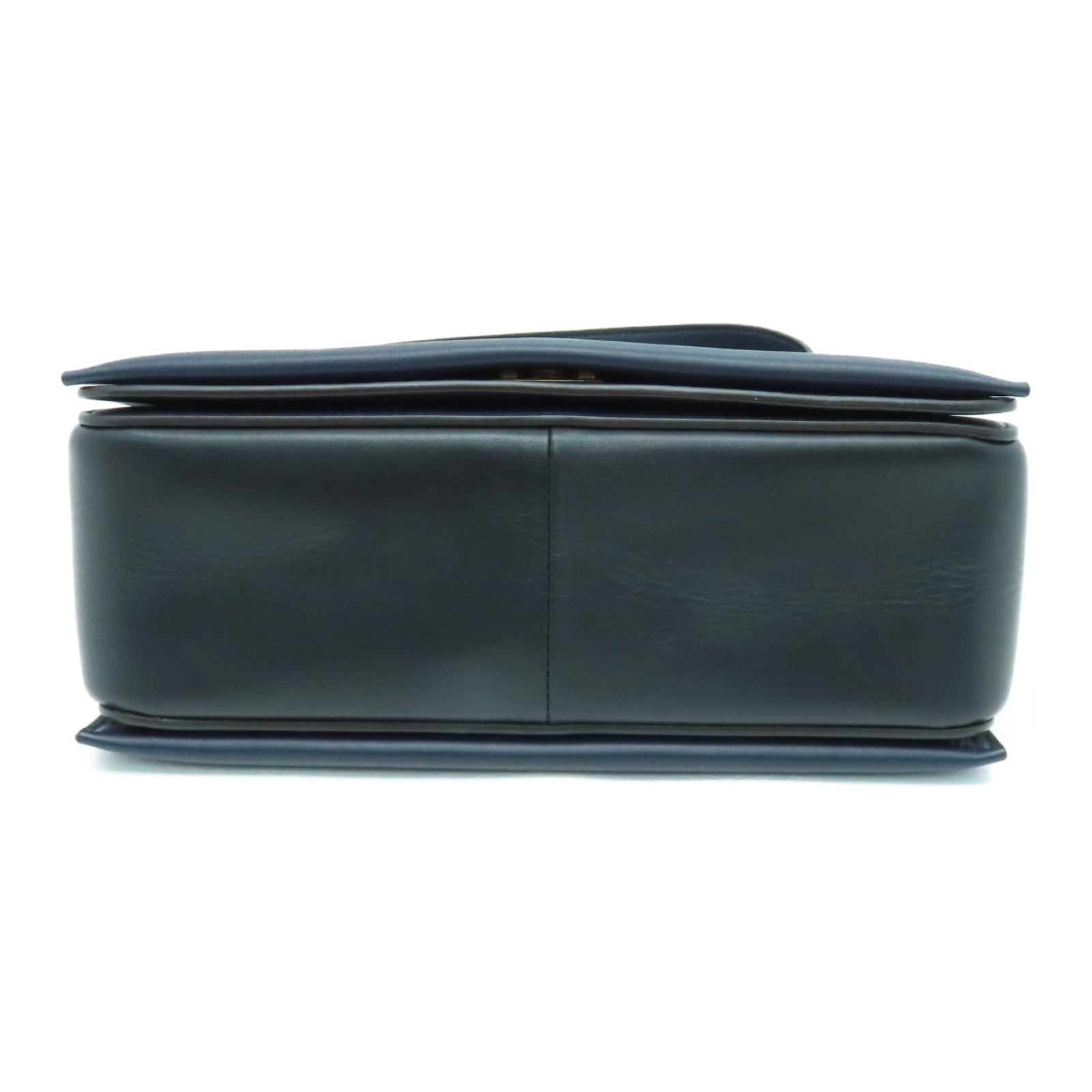 CELINE 牛皮皮革Medium Frame Bag金扣肩背袋黑色/深藍色