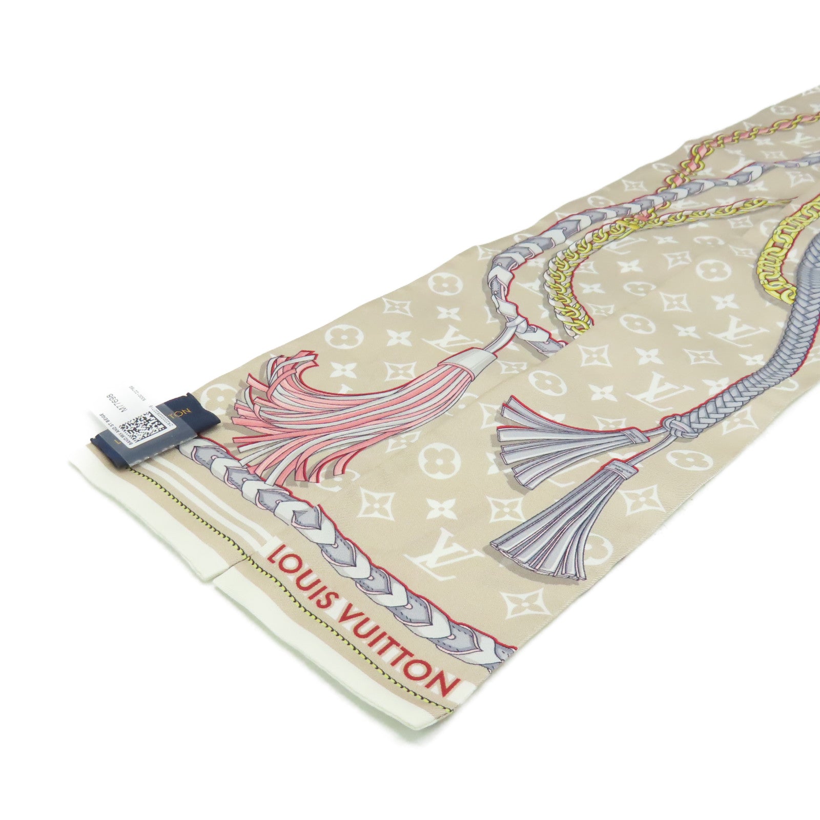 LOUIS VUITTON 絲質Mix and Straps Scarf絲巾米色/多色